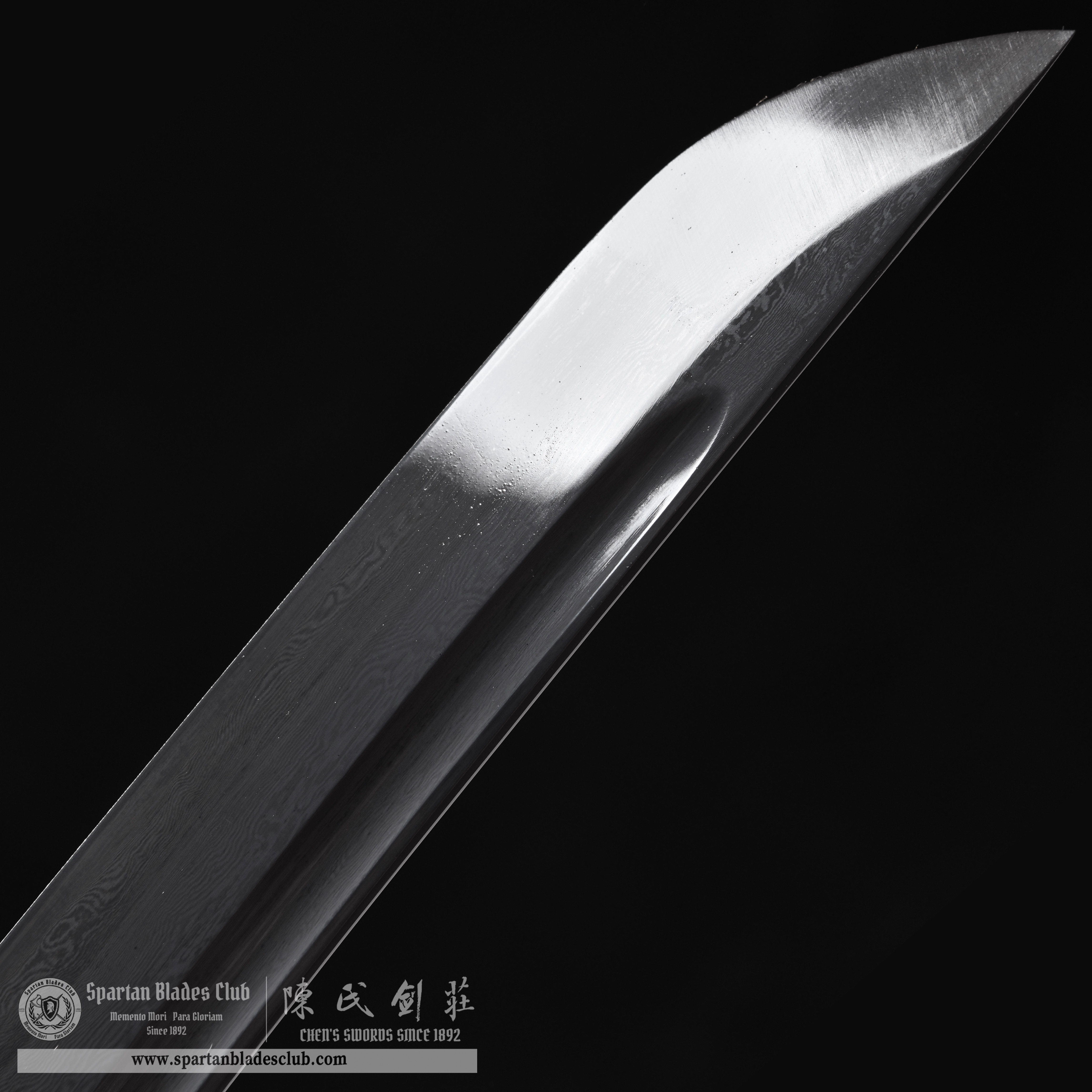 HY96 | LianZhan Samurai | Katana | Damascus steel | hand-forged | high-temperature quenched | traditional blackening process | lotus | Black | Battle-Ready | Full-tang | Spartan Blades Club | CHEN'S SWORDS 1892 - Spartan Blades Club - 陳氏劍莊1892