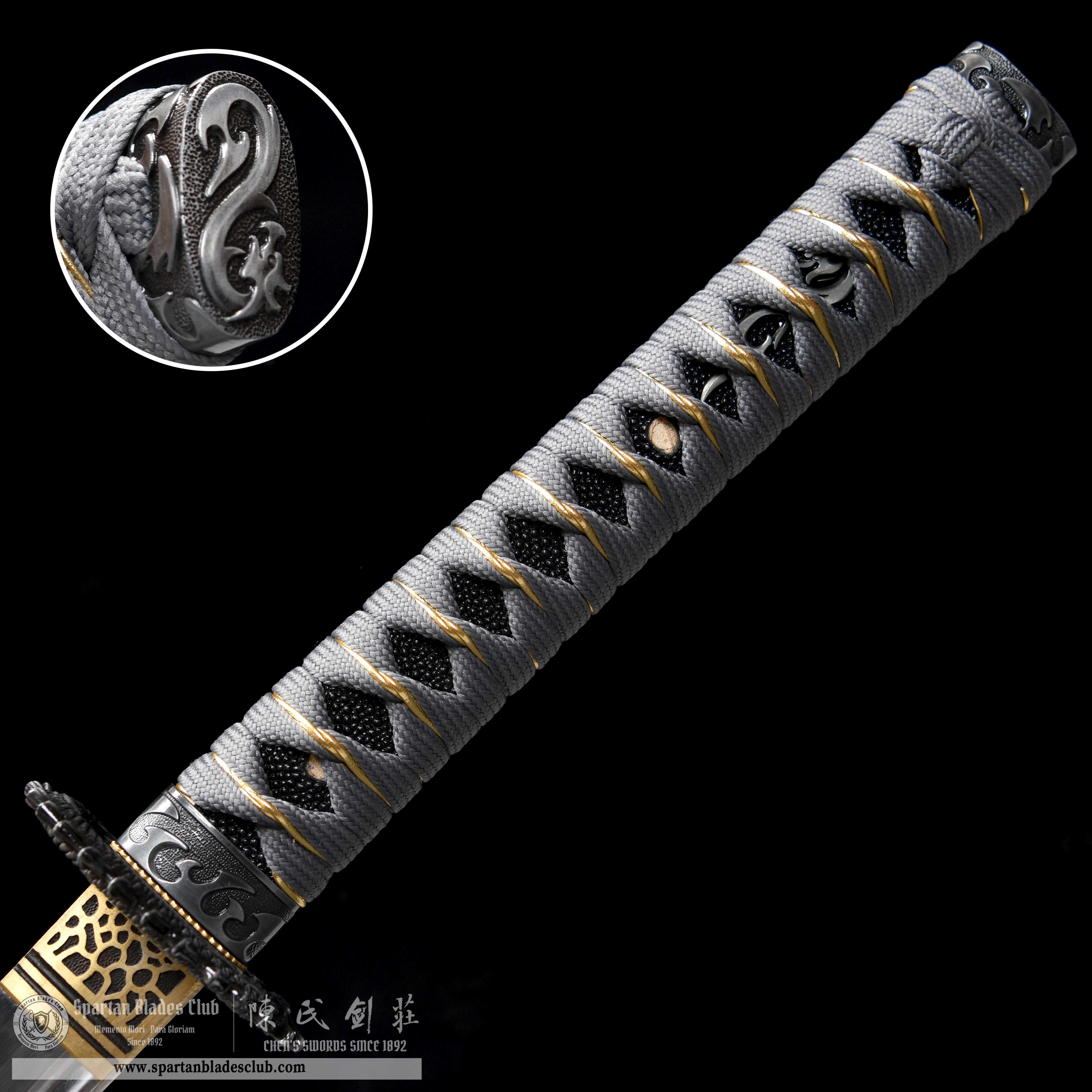 HY95 | Longyu Blade | Katana | T10 steel | clay-tempered | real hamon | 15-step hand-polishing process | Loong (Chinese Dragon) | Blue | Battle-Ready | Full-tang | Spartan Blades Club | CHEN'S SWORDS 1892 - Spartan Blades Club - 陳氏劍莊1892