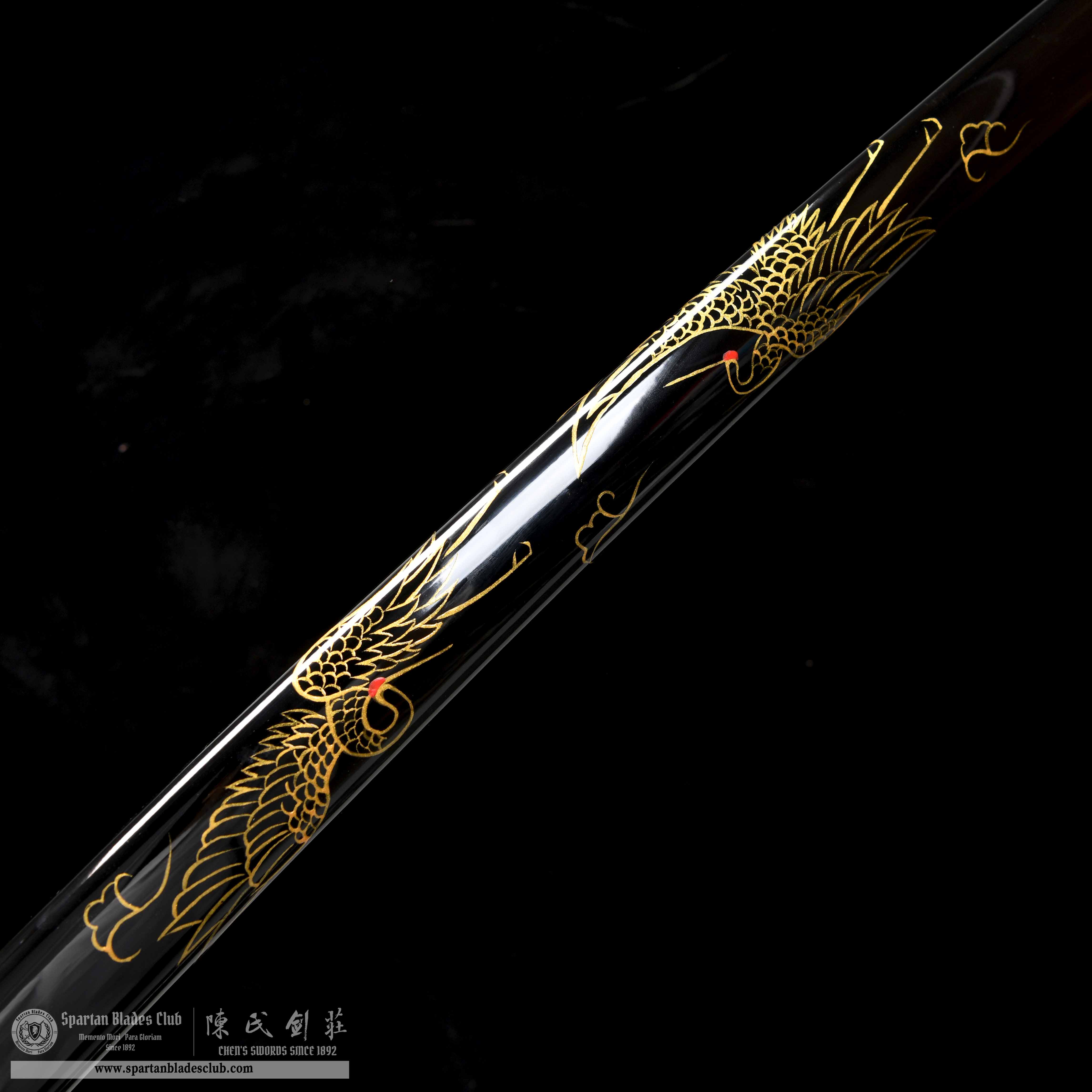 HY94 | Fenghuangs' Blade | Katana | T10 steel | clay-tempered | real hamon | Hadori polishing | phoenix | Black | Battle-Ready | Full-tang | Spartan Blades Club | CHEN'S SWORDS 1892 - Spartan Blades Club
