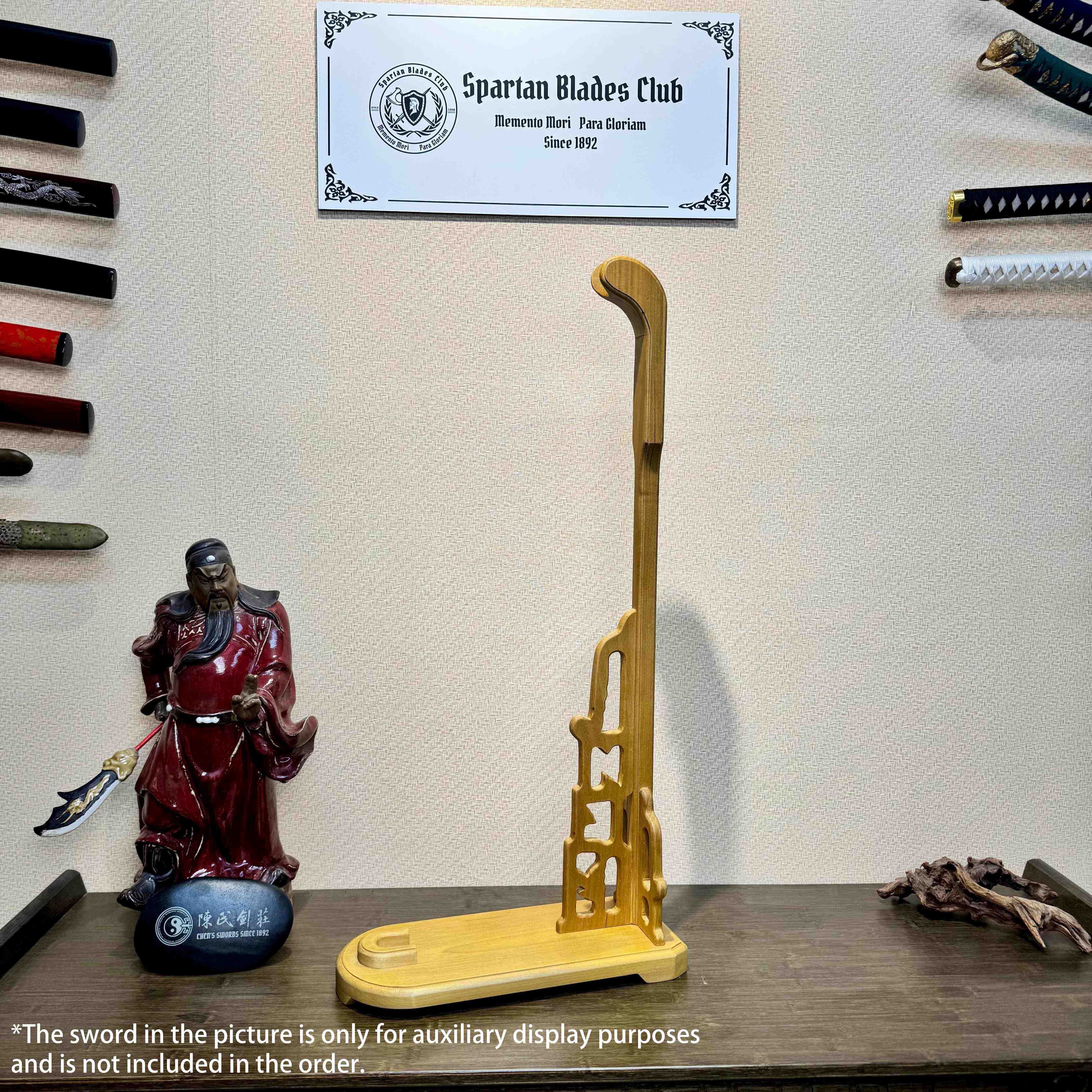 Vertical Sword Stand/Holder/Rack | Graceful Swan-Neck Sword Stand | Solid Wood/Rosewood - Spartan Blades Club - 陳氏劍莊1892