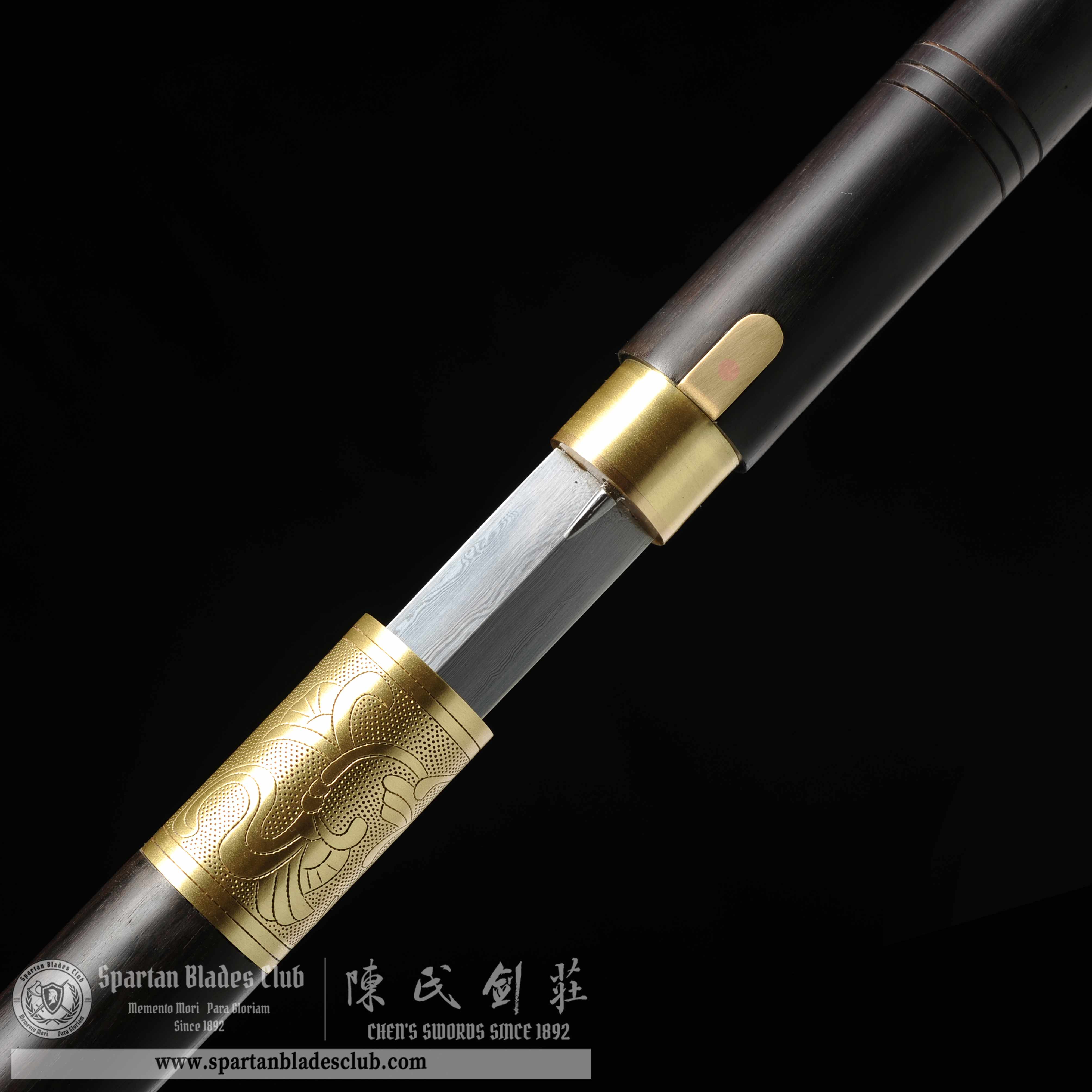 HY100| Ebon Cane Sword | Katana | Damascus steel | loong(Chinese dragon) | Black&golden | Battle-Ready | Full-tang | Spartan Blades Club | CHEN'S SWORDS 1892 - Spartan Blades Club - 陳氏劍莊1892