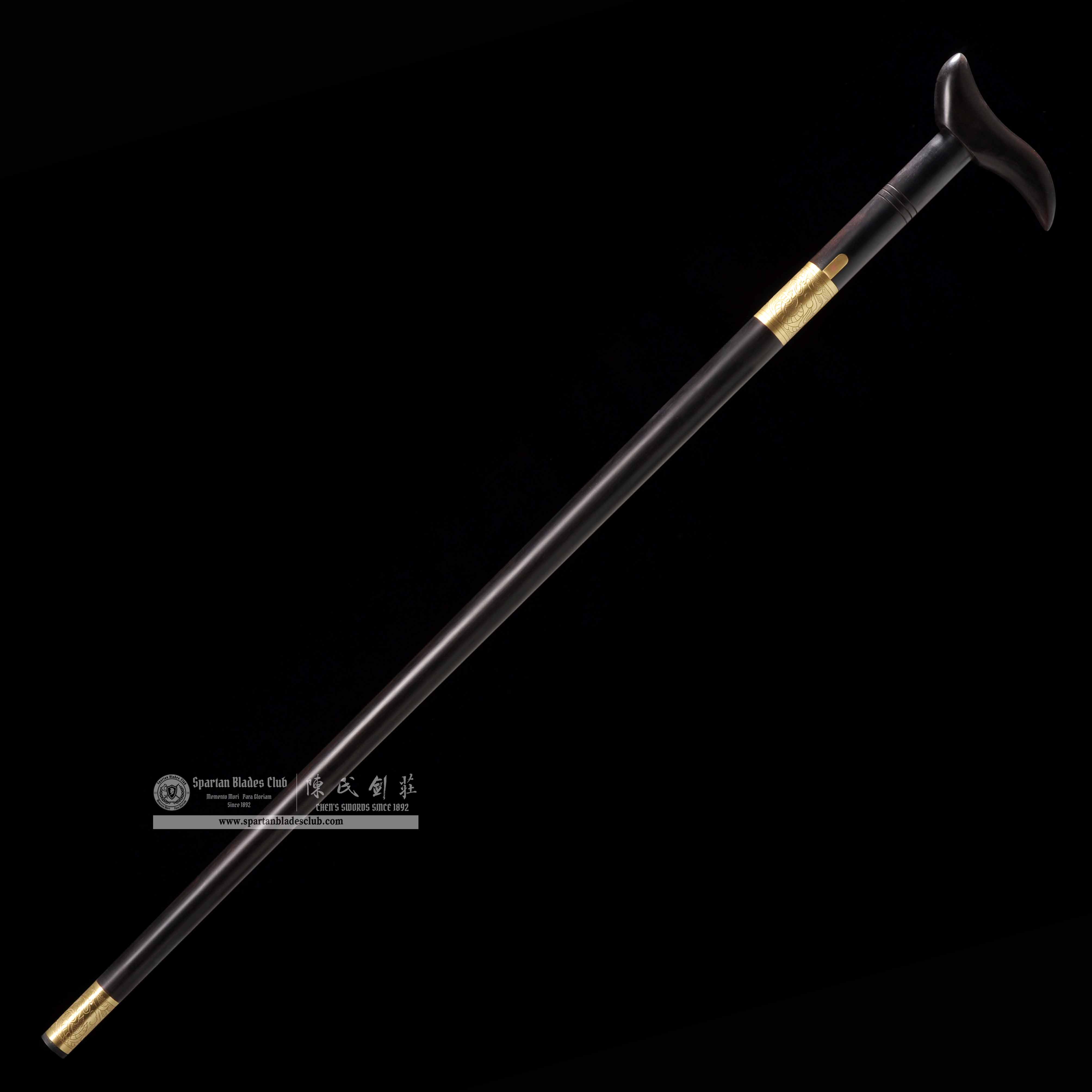 HY100| Ebon Cane Sword | Katana | Damascus steel | loong(Chinese dragon) | Black&golden | Battle-Ready | Full-tang | Spartan Blades Club | CHEN'S SWORDS 1892 - Spartan Blades Club - 陳氏劍莊1892