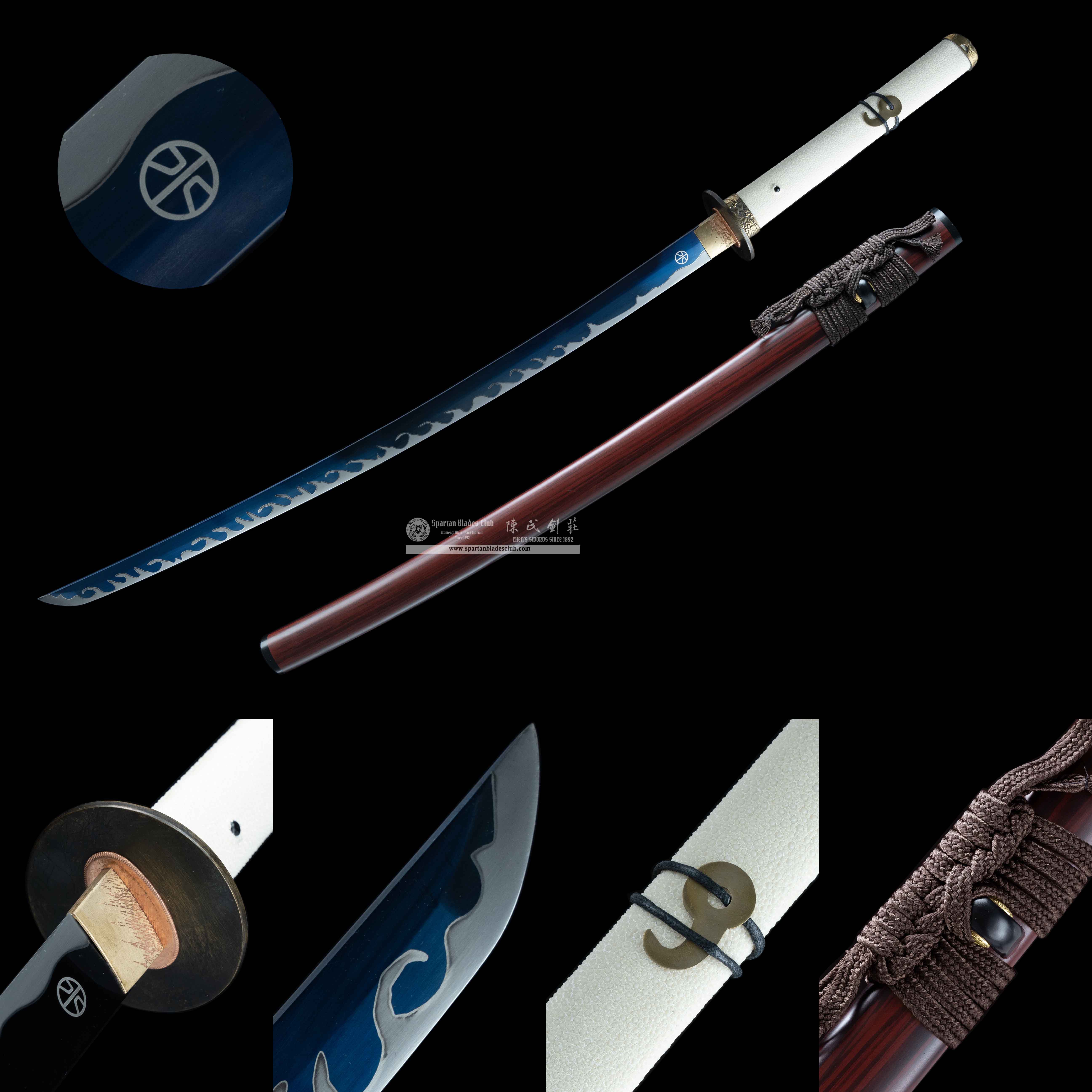 HY102 | BLUE EYE SAMURA | Katana | 65Mn steel(Spring steel) | brown | Battle-Ready | Full-tang | Spartan Blades Club | CHEN'S SWORDS 1892 - Spartan Blades Club - 陳氏劍莊1892