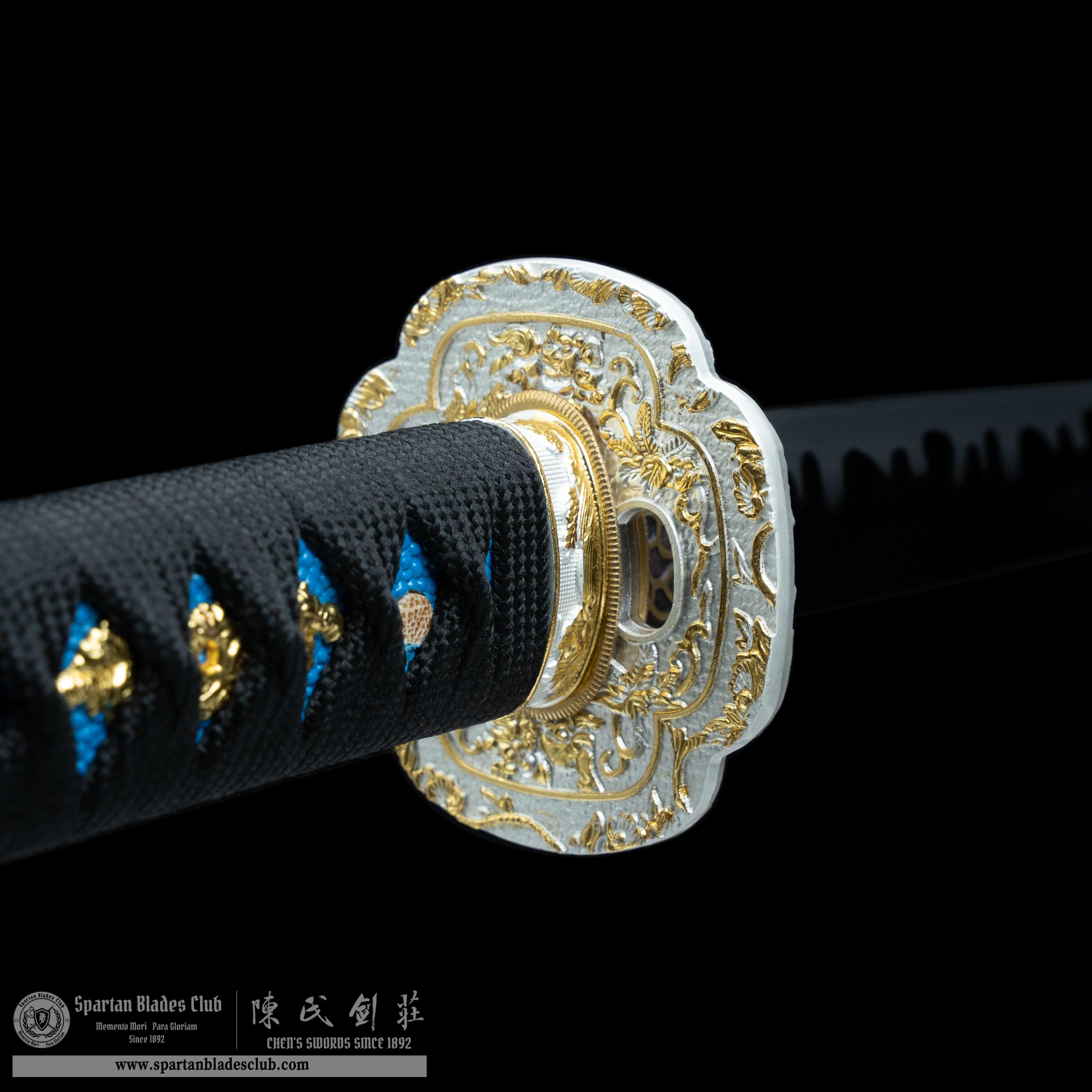 HY97 | Sōkaku Samurai | Katana | High manganese steel | hand-forged | crane | Blue&Grey | Battle-Ready | Full-tang | Spartan Blades Club | CHEN'S SWORDS 1892 - Spartan Blades Club - 陳氏劍莊1892