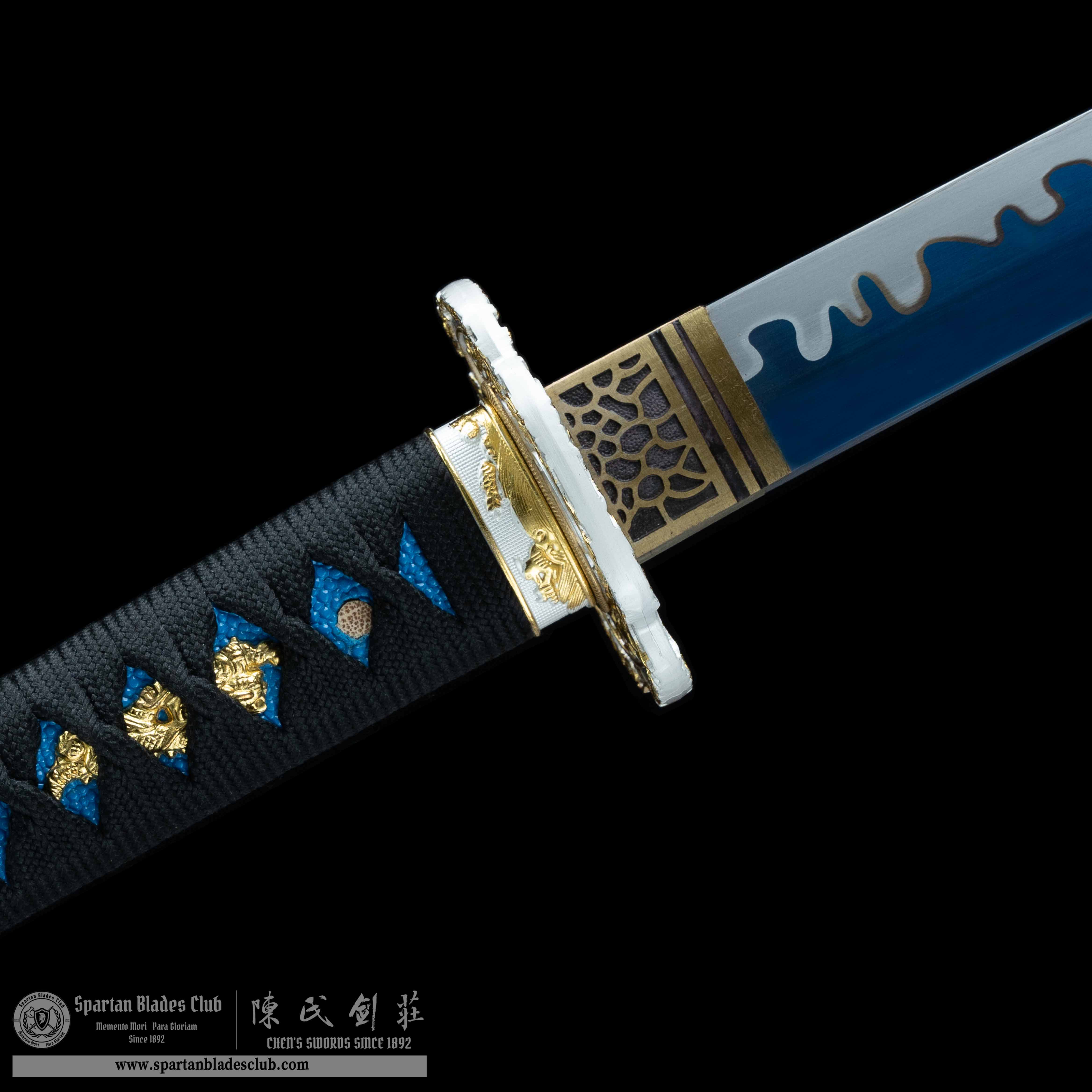 HY97 | Sōkaku Samurai | Katana | High manganese steel | hand-forged | crane | Blue&Grey | Battle-Ready | Full-tang | Spartan Blades Club | CHEN'S SWORDS 1892 - Spartan Blades Club - 陳氏劍莊1892