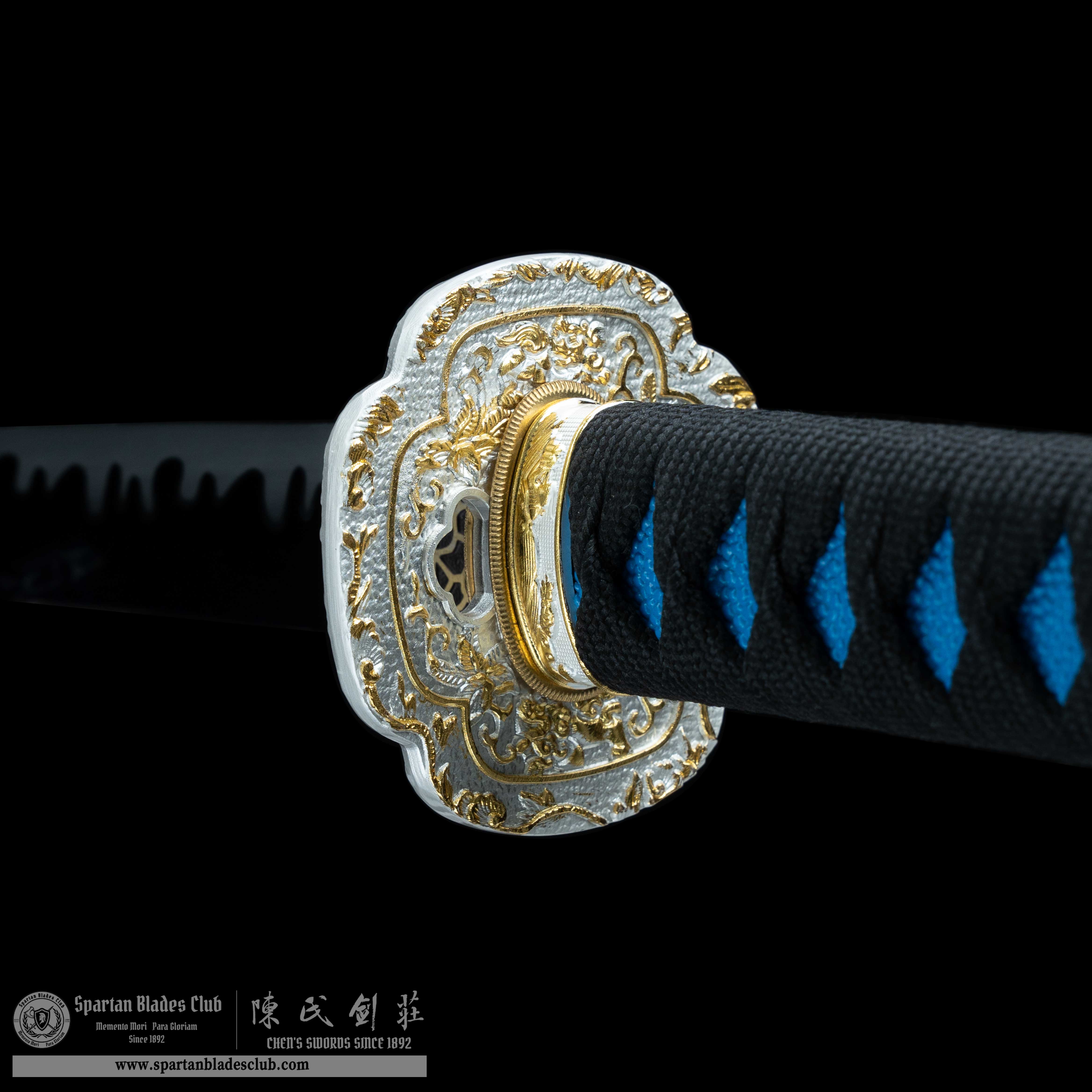 HY97 | Sōkaku Samurai | Katana | High manganese steel | hand-forged | crane | Blue&Grey | Battle-Ready | Full-tang | Spartan Blades Club | CHEN'S SWORDS 1892 - Spartan Blades Club
