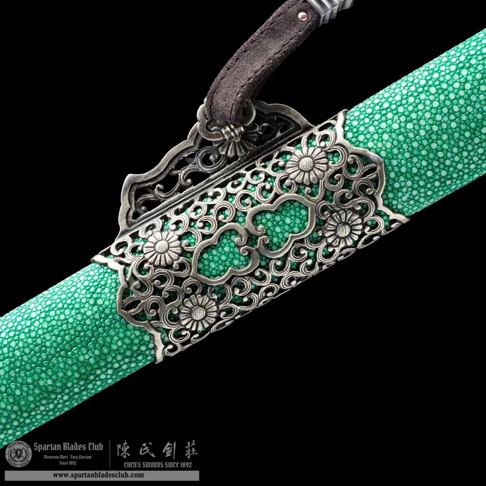 DE03 | CuiHua Sword | Jian | Damascus steel | Refined feather-patterned | Green | ray skin | Battle-Ready | Full-tang | Spartan Blades Club | CHEN'S SWORDS 1892 - Spartan Blades Club - 陳氏劍莊1892
