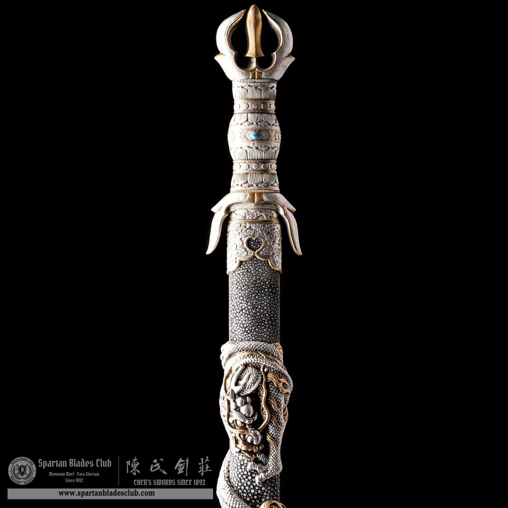 DE02 | ZunLoong YaoHua Sword | Jian | Wootz steel | clay-tempered | Real Hamon | Silvery | Loong(Chinese Dragon) | Battle-Ready | Full-tang | Spartan Blades Club | CHEN'S SWORDS 1892 - Spartan Blades Club - 陳氏劍莊1892