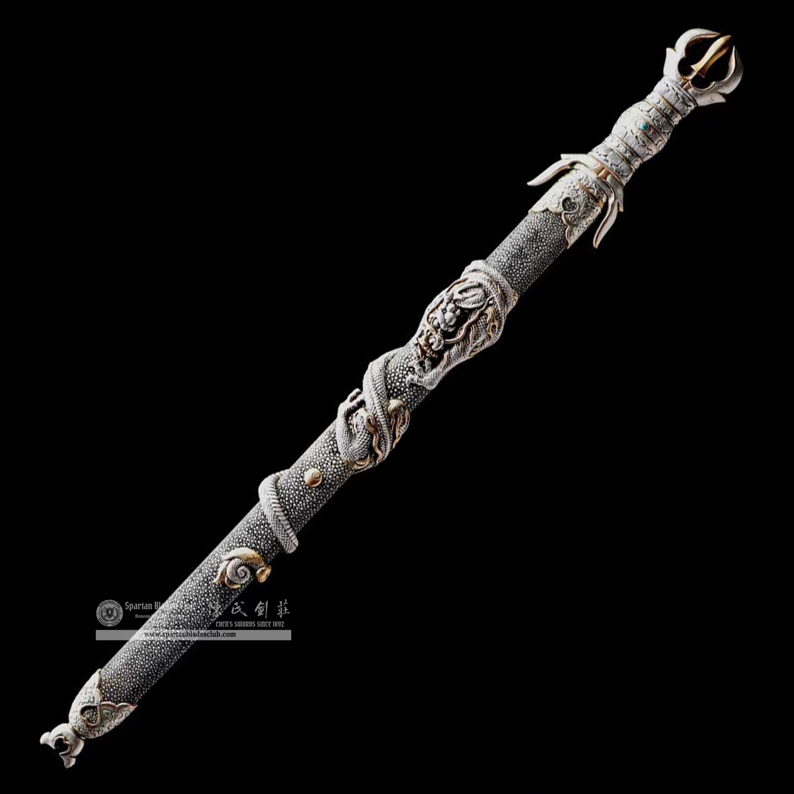 DE02 | ZunLoong YaoHua Sword | Jian | Wootz steel | clay-tempered | Real Hamon | Silvery | Loong(Chinese Dragon) | Battle-Ready | Full-tang | Spartan Blades Club | CHEN'S SWORDS 1892 - Spartan Blades Club - 陳氏劍莊1892