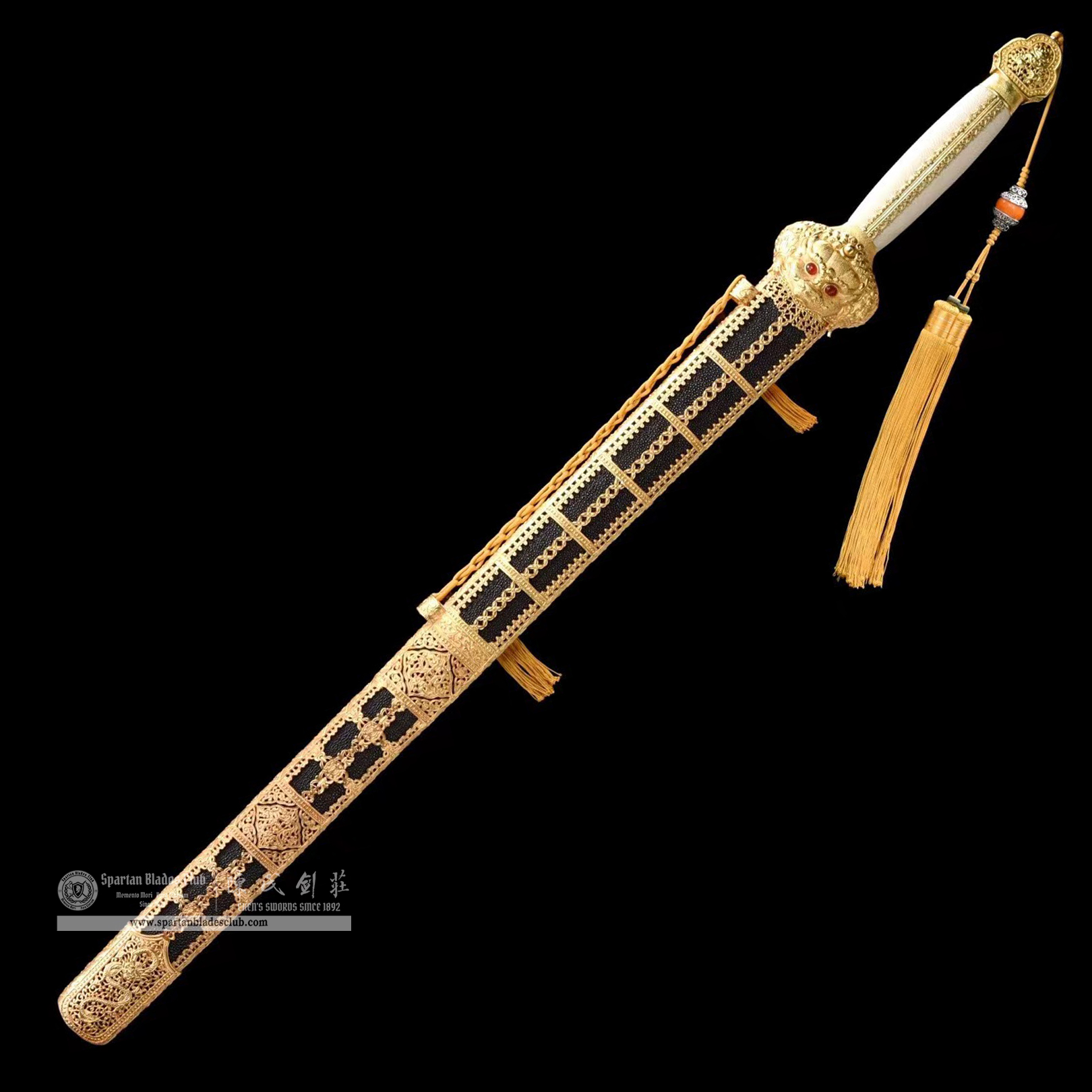 DE01 | Yongle Great Sword | Jian | Damascus steel | clay-tempered | real hamon | Golden | Battle-Ready | Full-tang | Spartan Blades Club | CHEN'S SWORDS 1892 - Spartan Blades Club - 陳氏劍莊1892