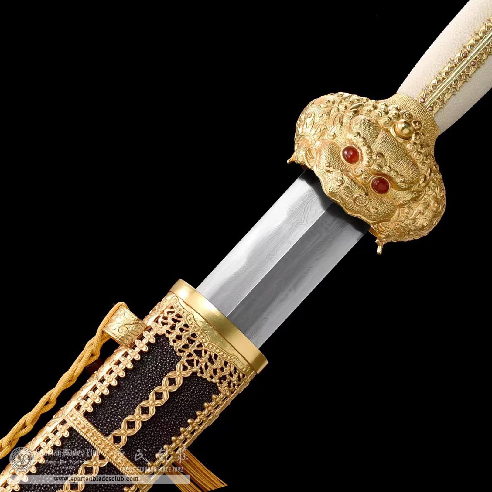 DE01 | Yongle Great Sword | Jian | Damascus steel | clay-tempered | real hamon | Golden | Battle-Ready | Full-tang | Spartan Blades Club | CHEN'S SWORDS 1892 - Spartan Blades Club - 陳氏劍莊1892