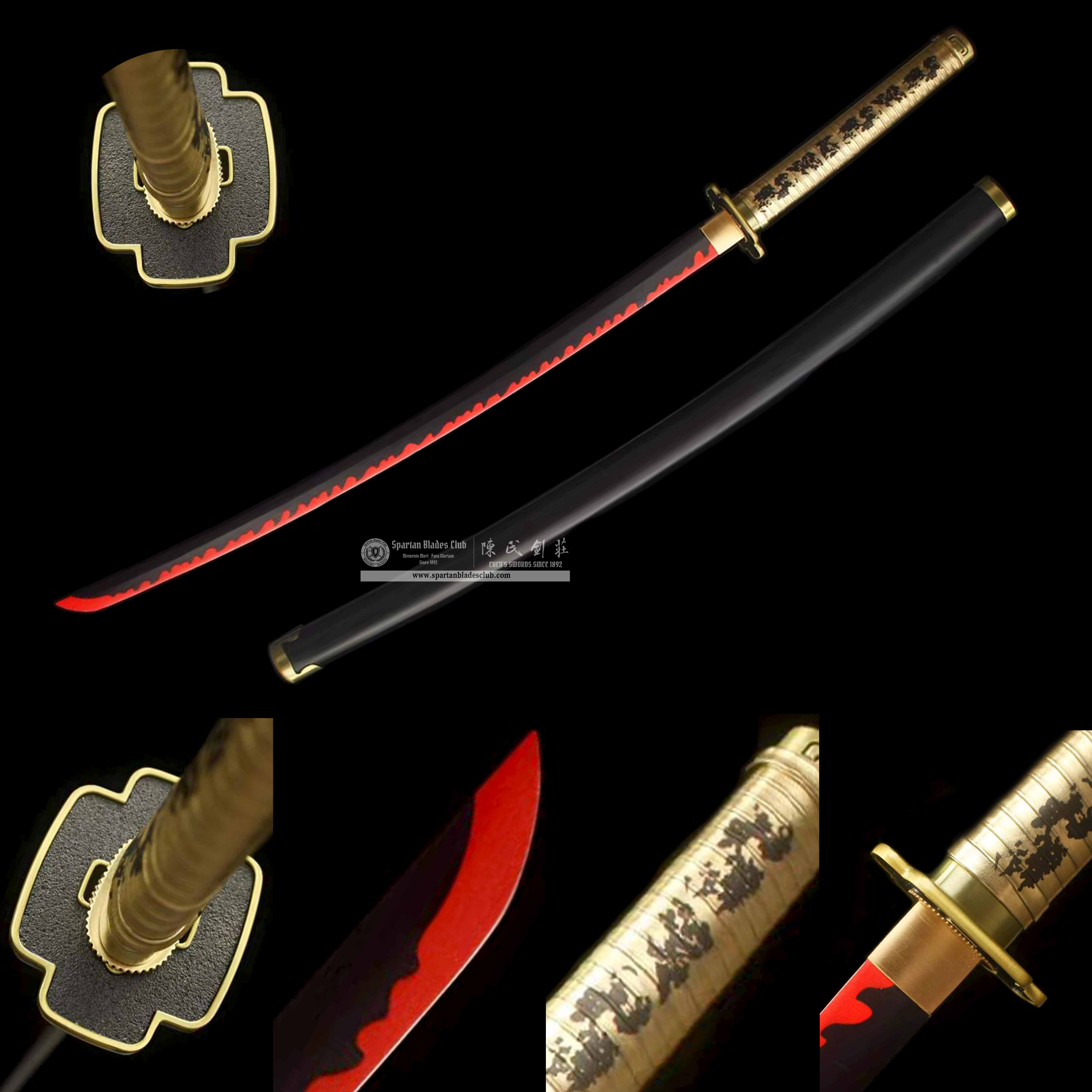 Tsugikuni Yoriichi Sword - Leather Saya- Demon Slayer - Handmade Real Sword - Sharp - 1045 Carbon steel - Full tang and Battle ready - Japanese Anime Cosplay - SBC - Spartan Blades Club