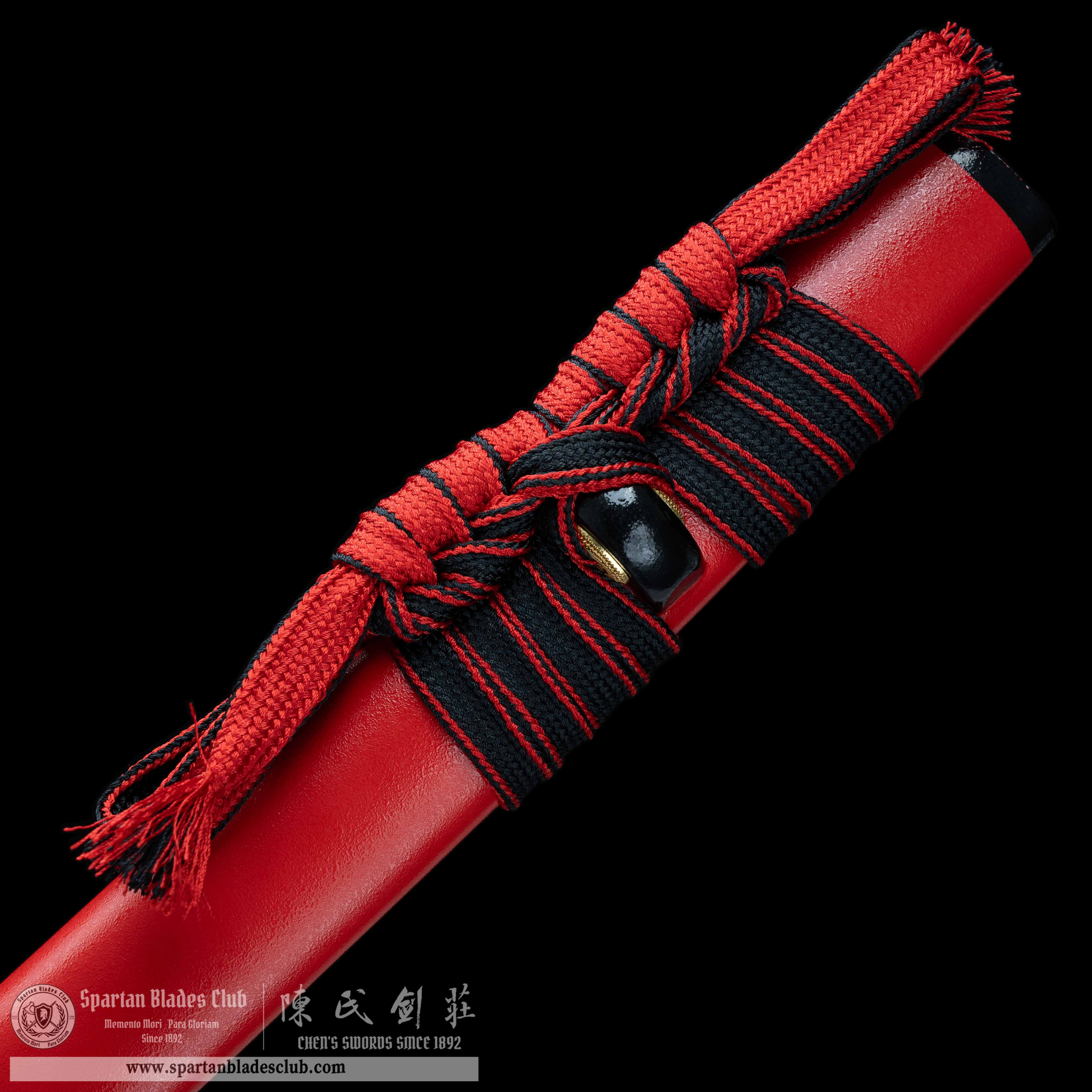 HY98 | ChiHu Samurai | Katana | Damascus steel | hand-forged | Clay tempered | Tiger | Red | Battle-Ready | Full-tang | Spartan Blades Club | CHEN'S SWORDS 1892 - Spartan Blades Club