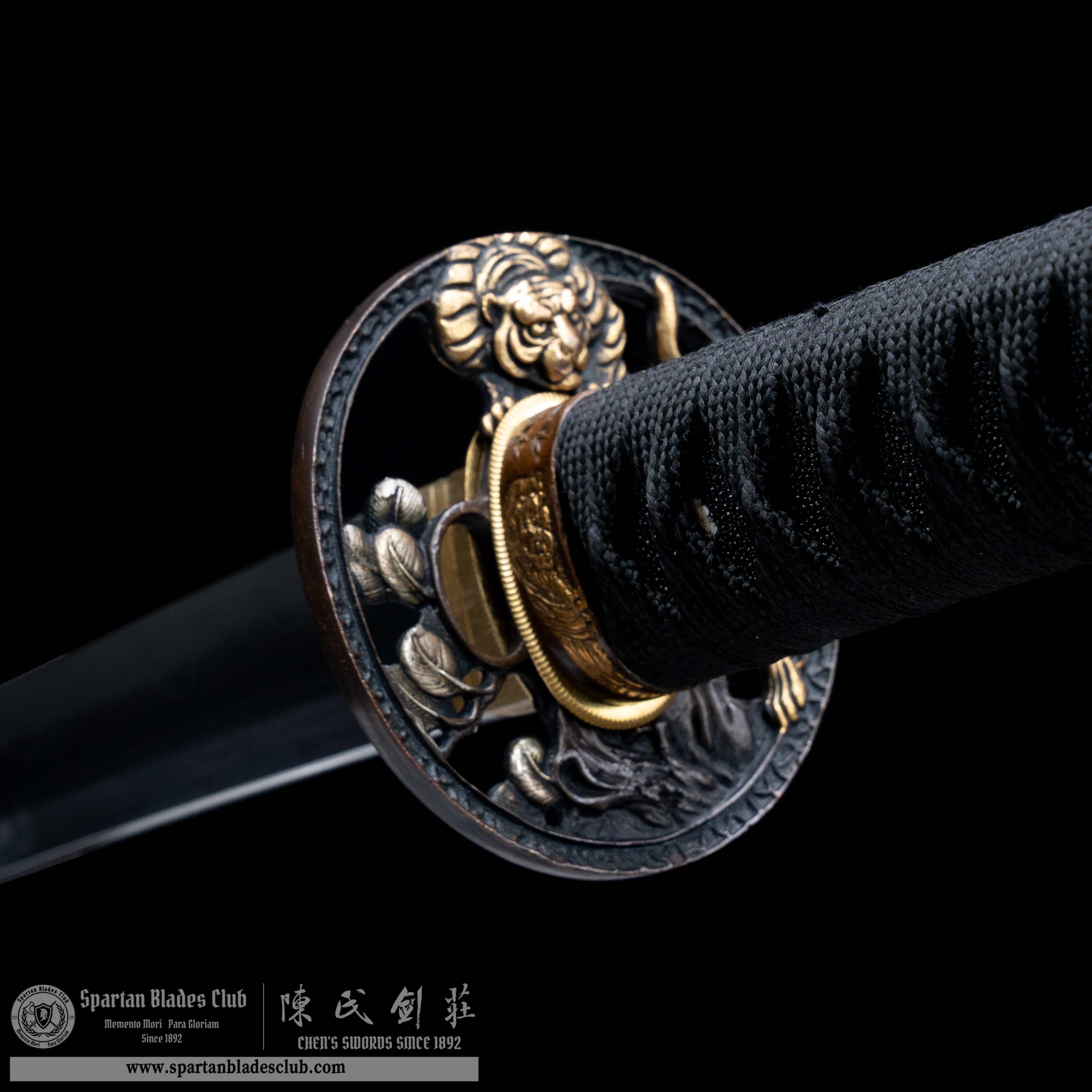 HY98 | ChiHu Samurai | Katana | Damascus steel | hand-forged | Clay tempered | Tiger | Red | Battle-Ready | Full-tang | Spartan Blades Club | CHEN'S SWORDS 1892 - Spartan Blades Club