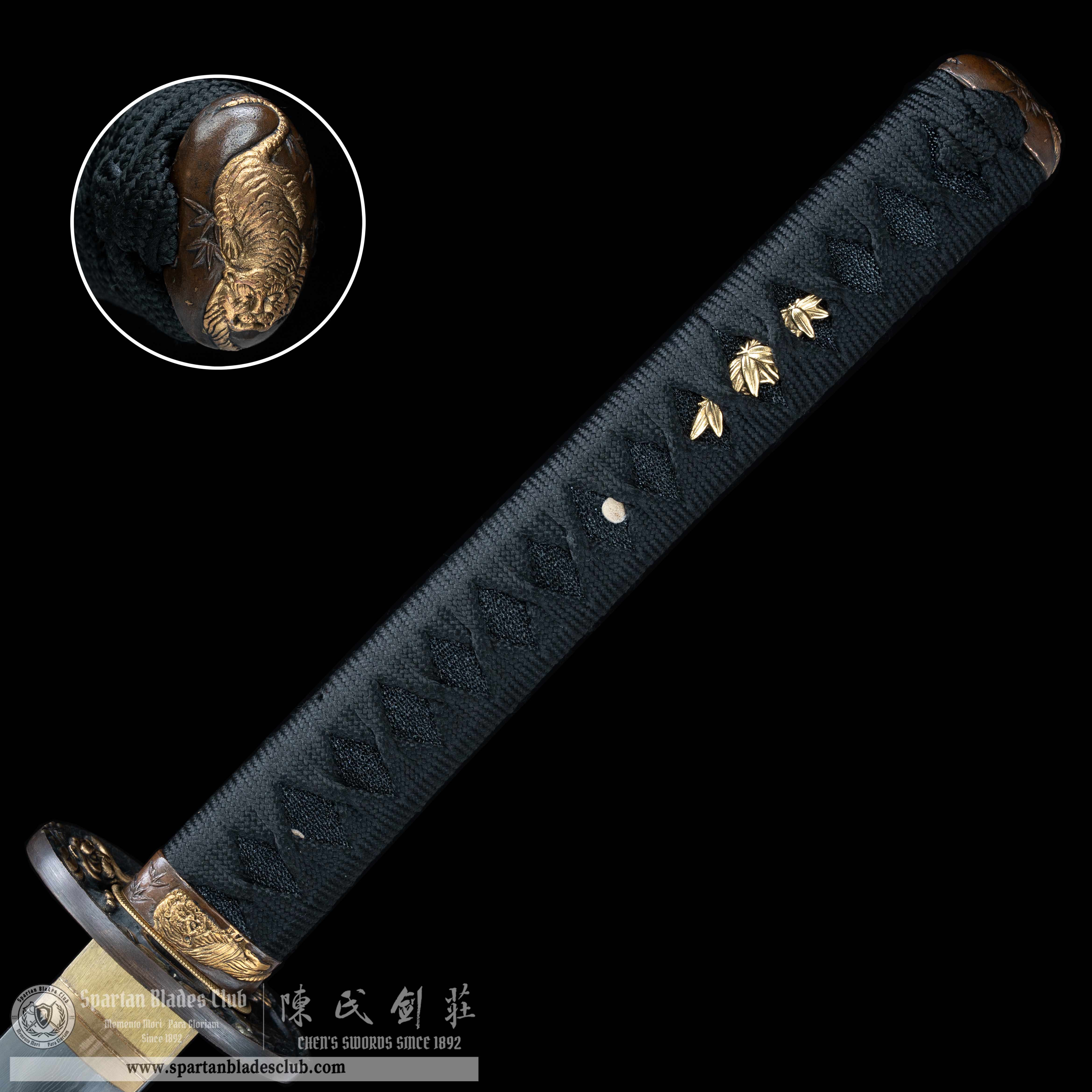 HY98 | ChiHu Samurai | Katana | Damascus steel | hand-forged | Clay tempered | Tiger | Red | Battle-Ready | Full-tang | Spartan Blades Club | CHEN'S SWORDS 1892 - Spartan Blades Club