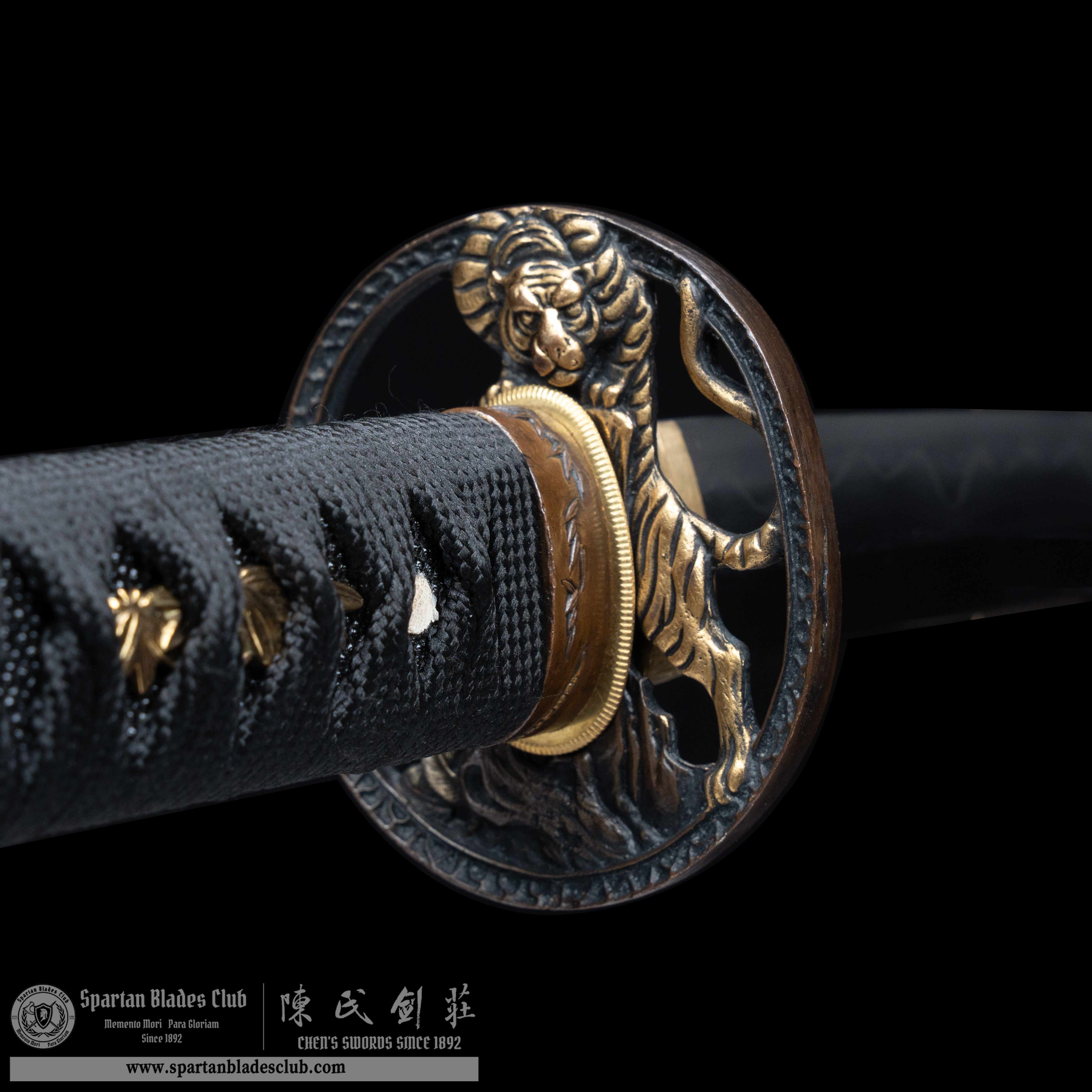 HY98 | ChiHu Samurai | Katana | Damascus steel | hand-forged | Clay tempered | Tiger | Red | Battle-Ready | Full-tang | Spartan Blades Club | CHEN'S SWORDS 1892 - Spartan Blades Club