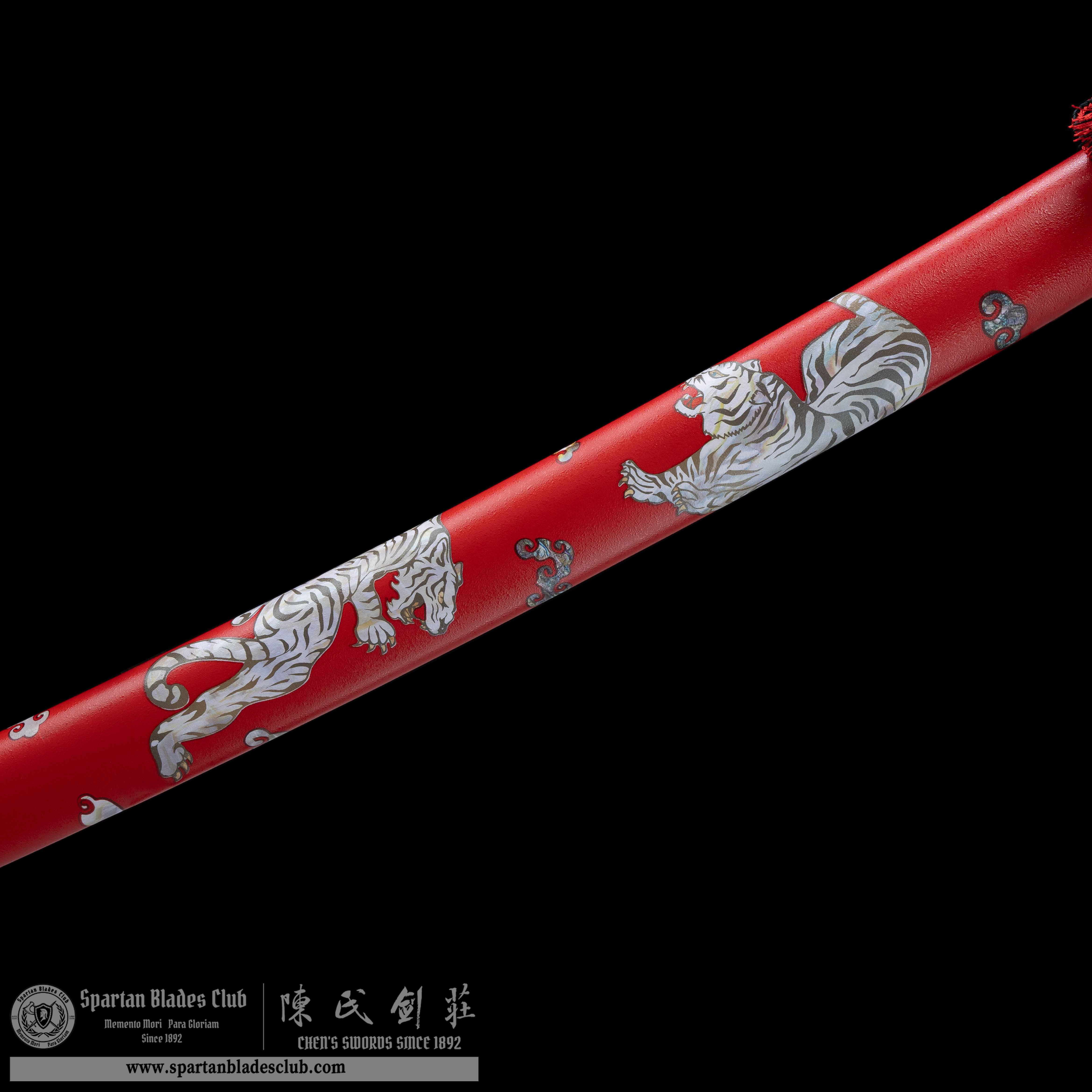 HY98 | ChiHu Samurai | Katana | Damascus steel | hand-forged | Clay tempered | Tiger | Red | Battle-Ready | Full-tang | Spartan Blades Club | CHEN'S SWORDS 1892 - Spartan Blades Club
