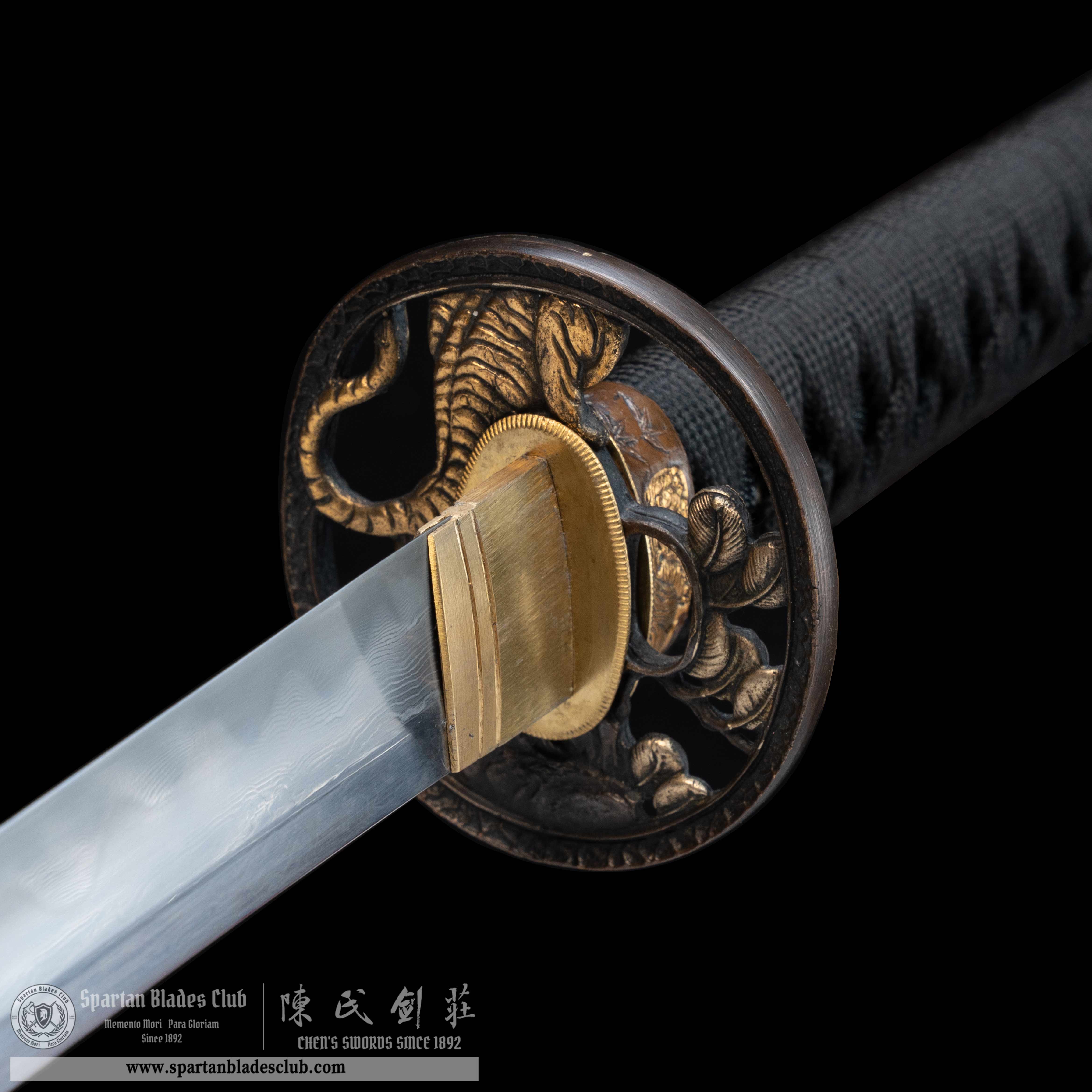 HY98 | ChiHu Samurai | Katana | Damascus steel | hand-forged | Clay tempered | Tiger | Red | Battle-Ready | Full-tang | Spartan Blades Club | CHEN'S SWORDS 1892 - Spartan Blades Club