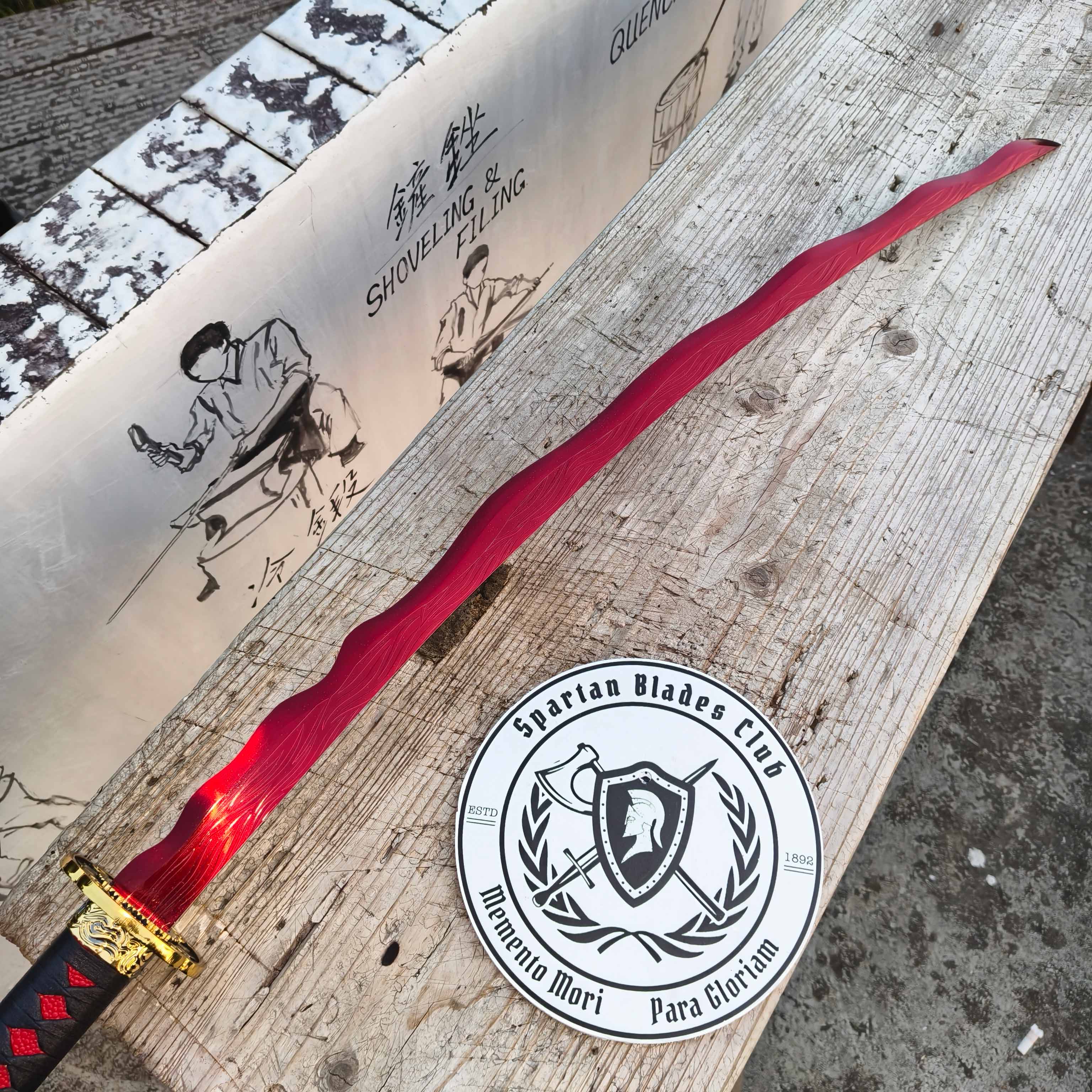 HT01 | Rivers of Blood | Elden Ring | Katana | High manganese steel | hand-forged | Red&Black | Battle-Ready | Full-tang | Spartan Blades Club | CHEN'S SWORDS 1892 - Spartan Blades Club - 陳氏劍莊1892