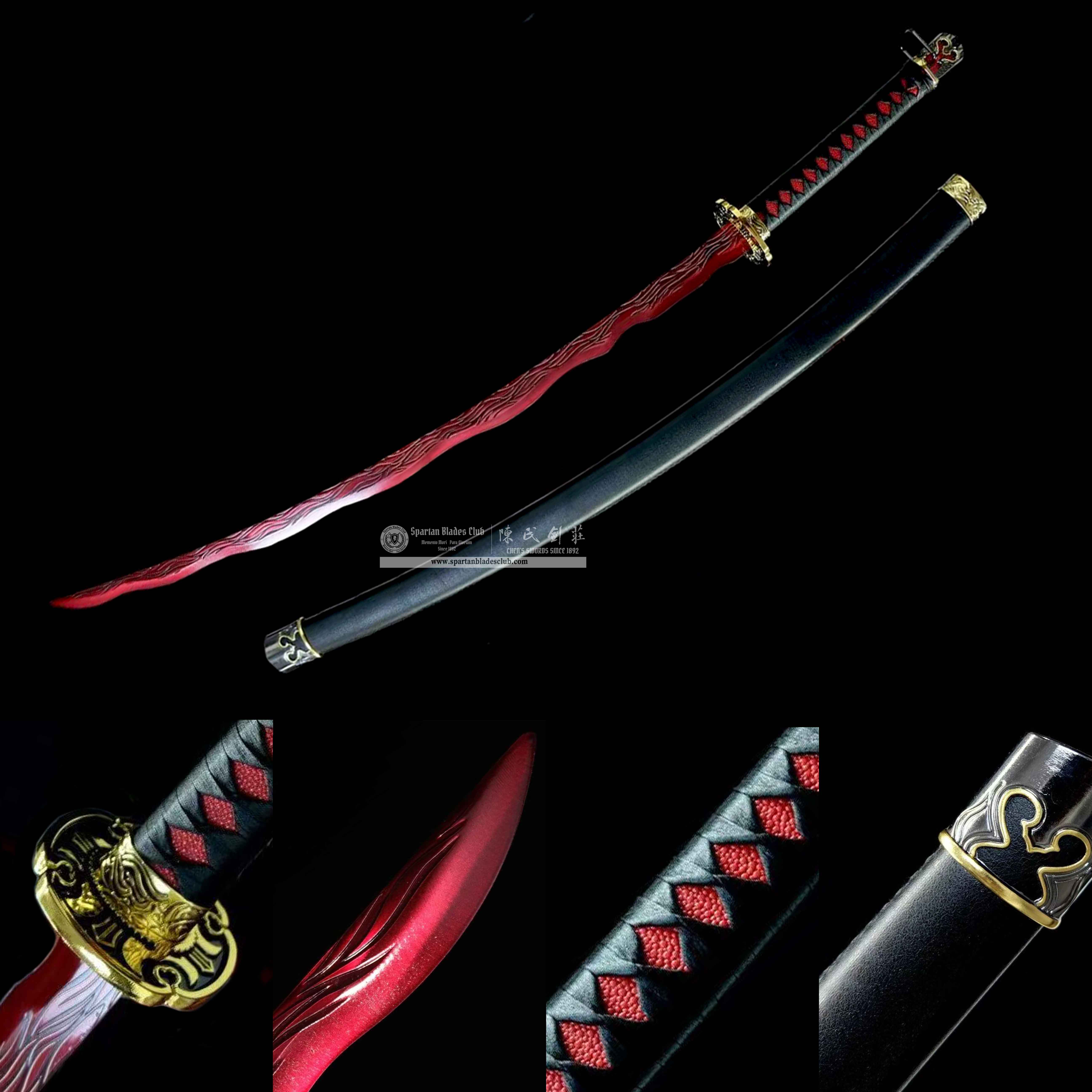 HT01 | Rivers of Blood | Elden Ring | Katana | High manganese steel | hand-forged | Red&Black | Battle-Ready | Full-tang | Spartan Blades Club | CHEN'S SWORDS 1892 - Spartan Blades Club - 陳氏劍莊1892