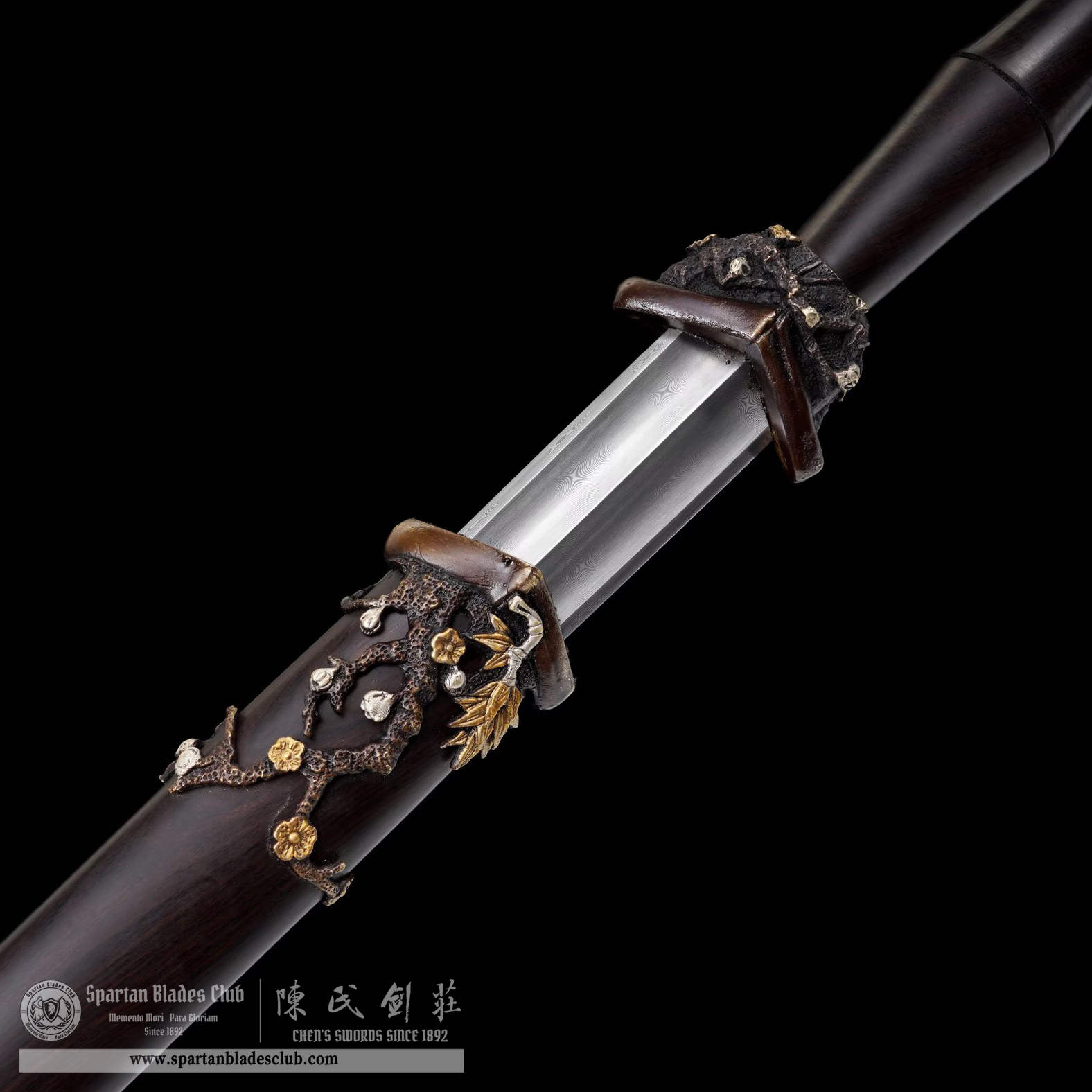 TL05 | JunZi JIAN | Chinese sword (JIAN) | Damascus steel | twist and stars pattern | Wamian Structured | Black | Ebony wood | Battle-Ready | Full-tang | Spartan Blades Club | CHEN'S SWORDS 1892 - Spartan Blades Club - 陳氏劍莊1892