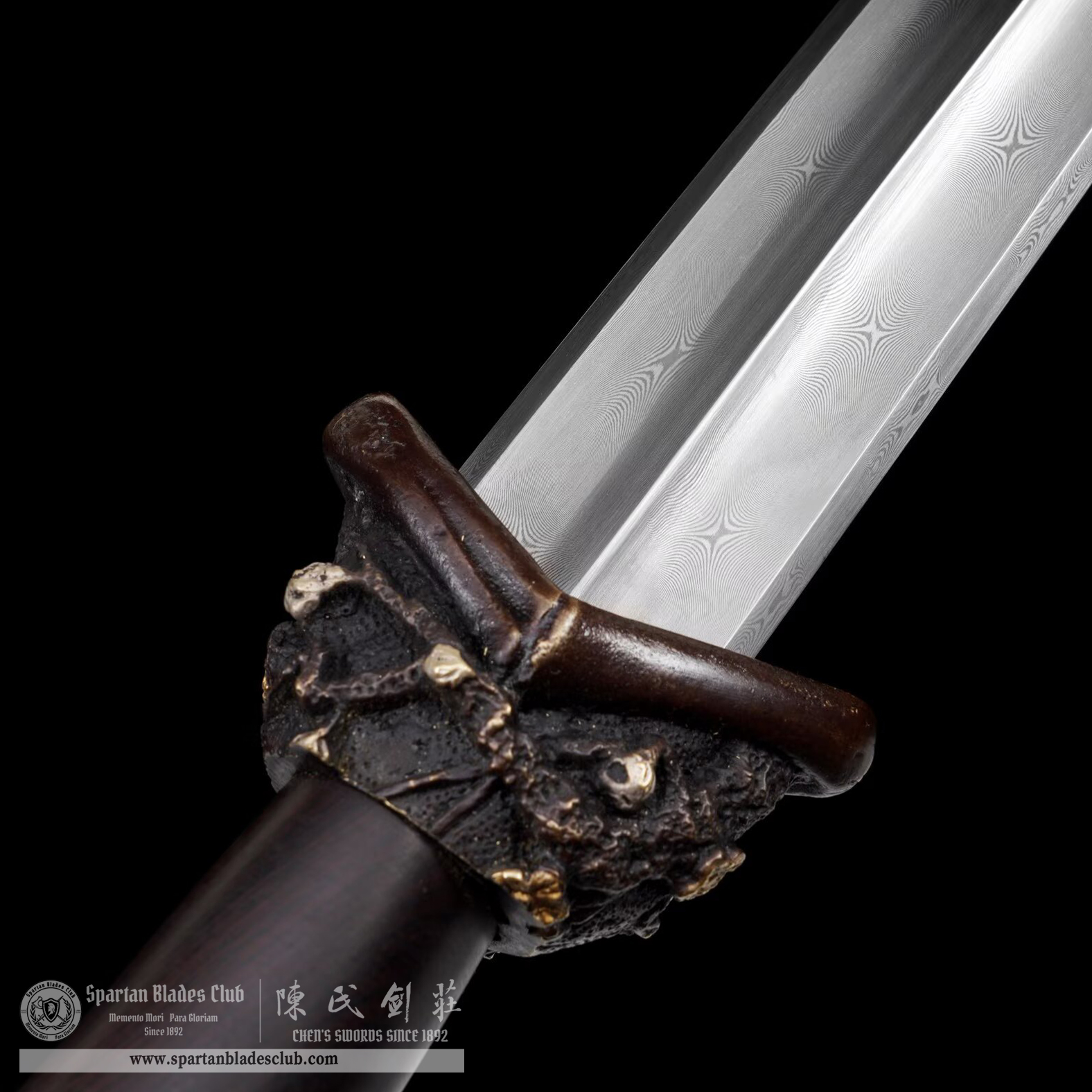 TL05 | JunZi JIAN | Chinese sword (JIAN) | Damascus steel | twist and stars pattern | Wamian Structured | Black | Ebony wood | Battle-Ready | Full-tang | Spartan Blades Club | CHEN'S SWORDS 1892 - Spartan Blades Club - 陳氏劍莊1892
