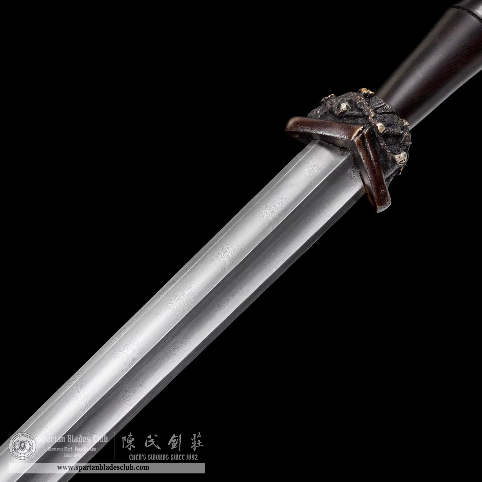 TL05 | JunZi JIAN | Chinese sword (JIAN) | Damascus steel | twist and stars pattern | Wamian Structured | Black | Ebony wood | Battle-Ready | Full-tang | Spartan Blades Club | CHEN'S SWORDS 1892 - Spartan Blades Club - 陳氏劍莊1892