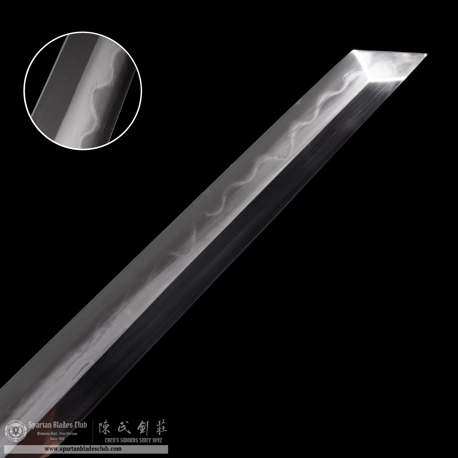 TL08 | Yin Tong Mu Dan sword | Chinese sword (Tang Dao) | Daisho set | Damascus steel | clay-tempered | real hamon | flower | Black&silvery | Ebony wood | Battle-Ready | Full-tang | Spartan Blades Club | CHEN'S SWORDS 1892 - Spartan Blades Club - 陳氏劍莊1892