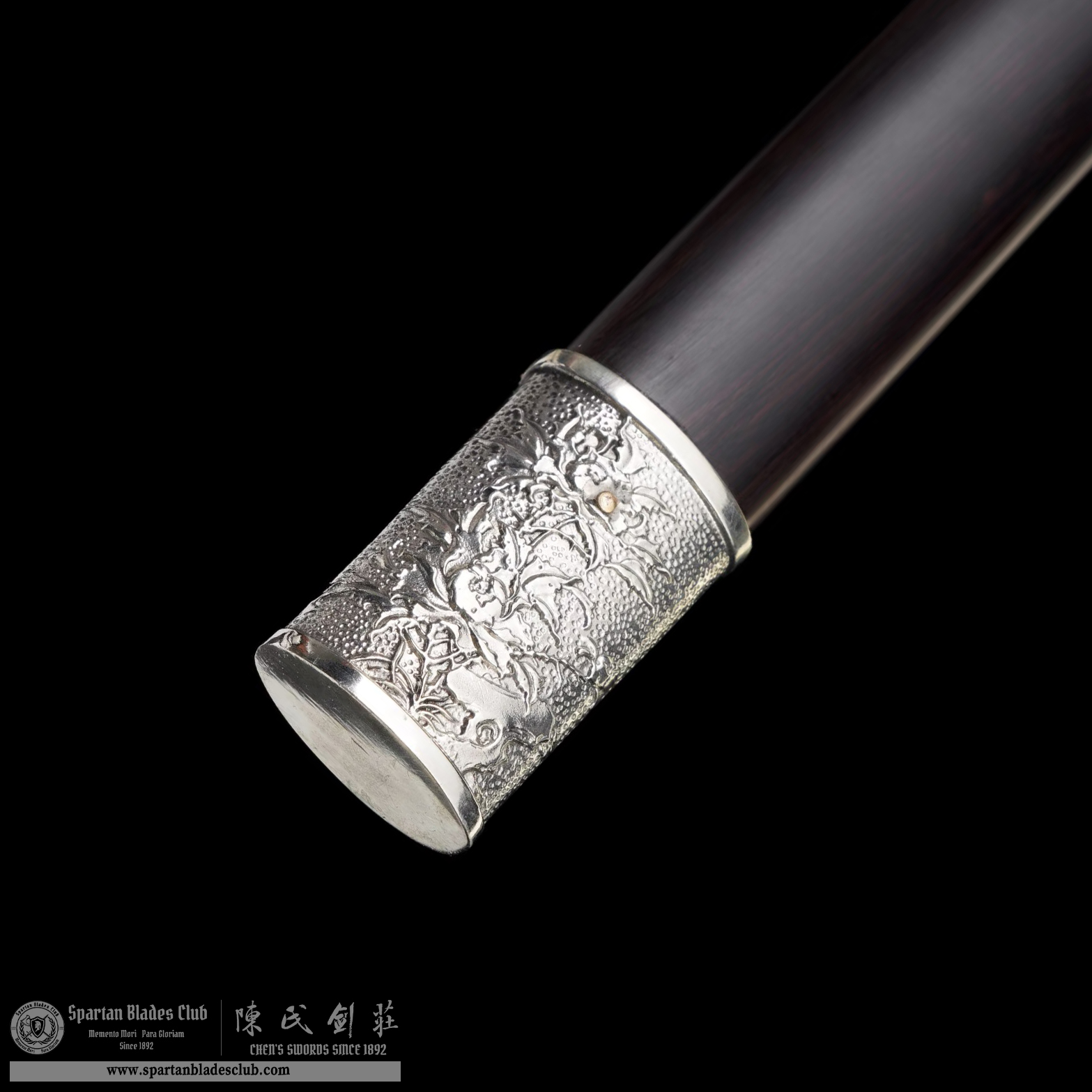 TL08 | Yin Tong Mu Dan sword | Chinese sword (Tang Dao) | Daisho set | Damascus steel | clay-tempered | real hamon | flower | Black&silvery | Ebony wood | Battle-Ready | Full-tang | Spartan Blades Club | CHEN'S SWORDS 1892 - Spartan Blades Club - 陳氏劍莊1892