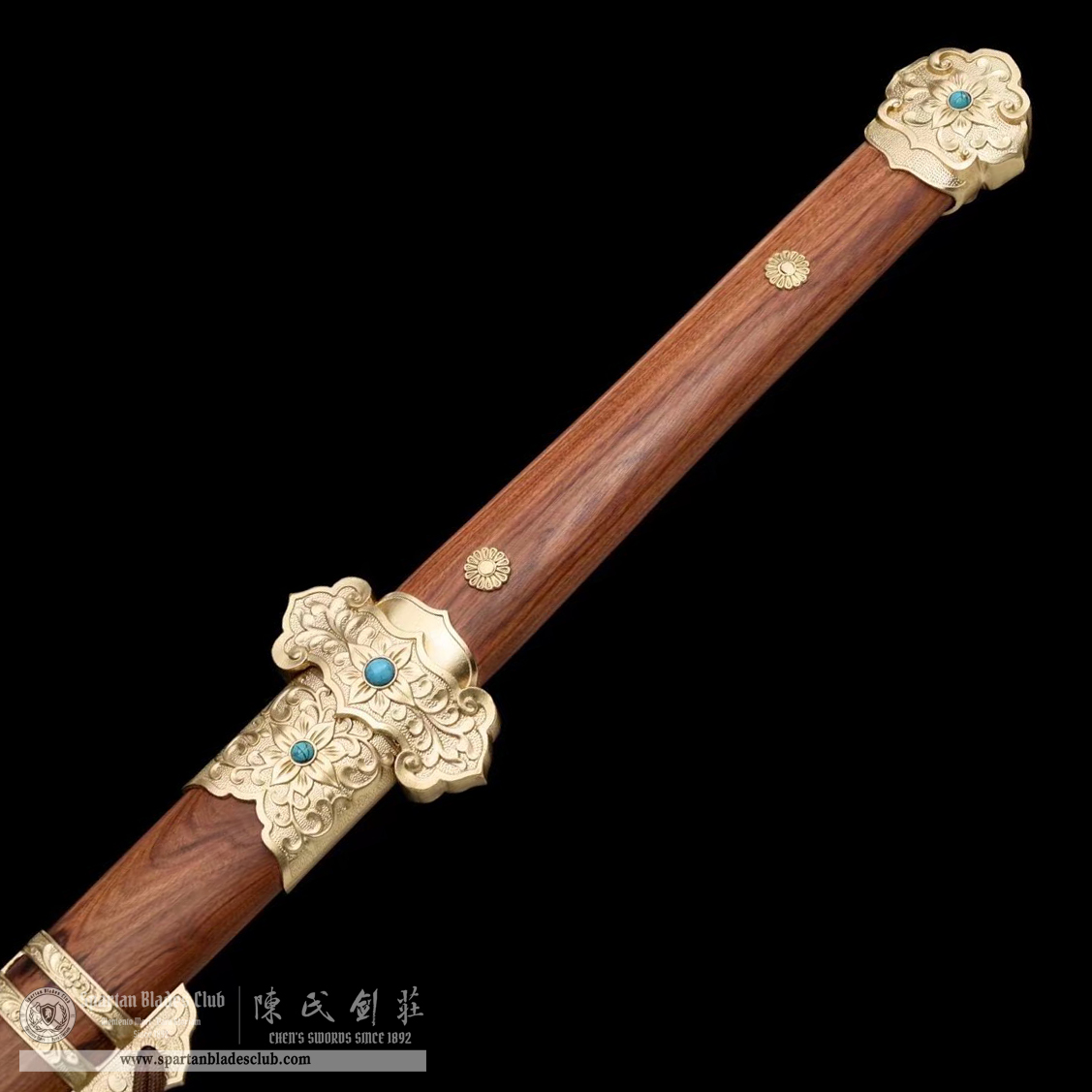 TL12 | Huaguang Tang Sword | Chinese sword (Tang Dao) | Damascus steel | flower | Brown&Golden | Rosewood | Battle-Ready | Full-tang | Spartan Blades Club | CHEN'S SWORDS 1892 - Spartan Blades Club - 陳氏劍莊1892