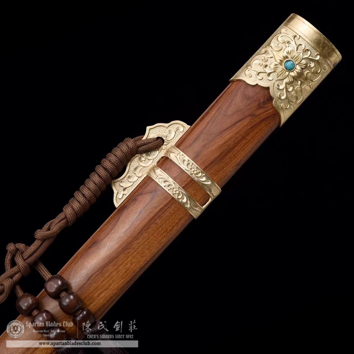 TL12 | Huaguang Tang Sword | Chinese sword (Tang Dao) | Damascus steel | flower | Brown&Golden | Rosewood | Battle-Ready | Full-tang | Spartan Blades Club | CHEN'S SWORDS 1892 - Spartan Blades Club - 陳氏劍莊1892