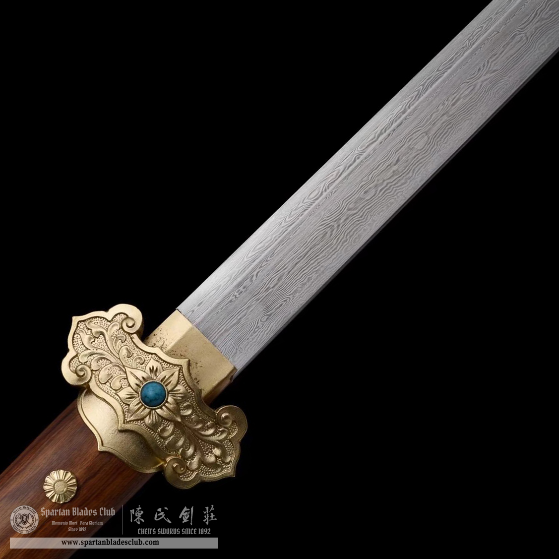 TL12 | Huaguang Tang Sword | Chinese sword (Tang Dao) | Damascus steel | flower | Brown&Golden | Rosewood | Battle-Ready | Full-tang | Spartan Blades Club | CHEN'S SWORDS 1892 - Spartan Blades Club - 陳氏劍莊1892