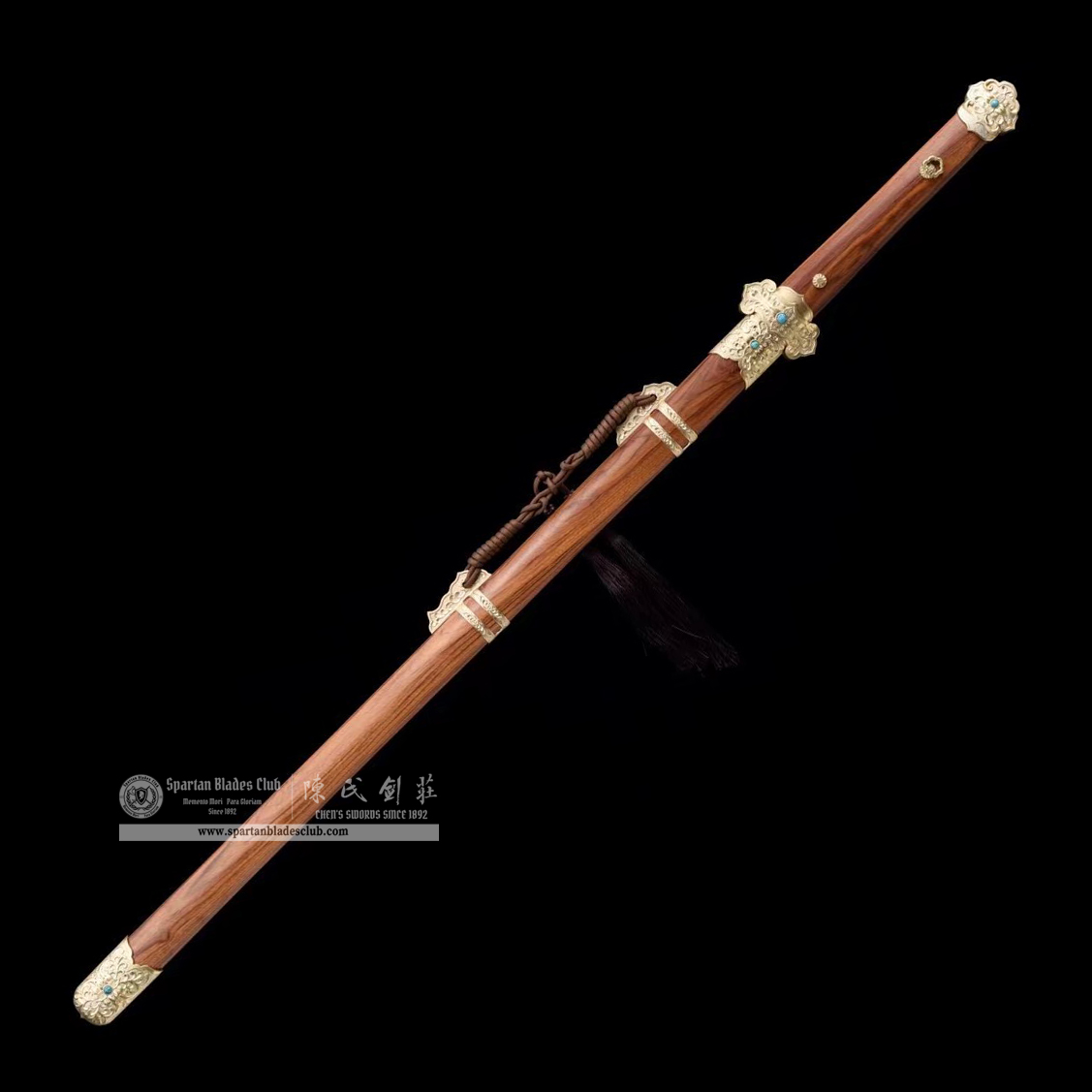 TL12 | Huaguang Tang Sword | Chinese sword (Tang Dao) | Damascus steel | flower | Brown&Golden | Rosewood | Battle-Ready | Full-tang | Spartan Blades Club | CHEN'S SWORDS 1892 - Spartan Blades Club - 陳氏劍莊1892