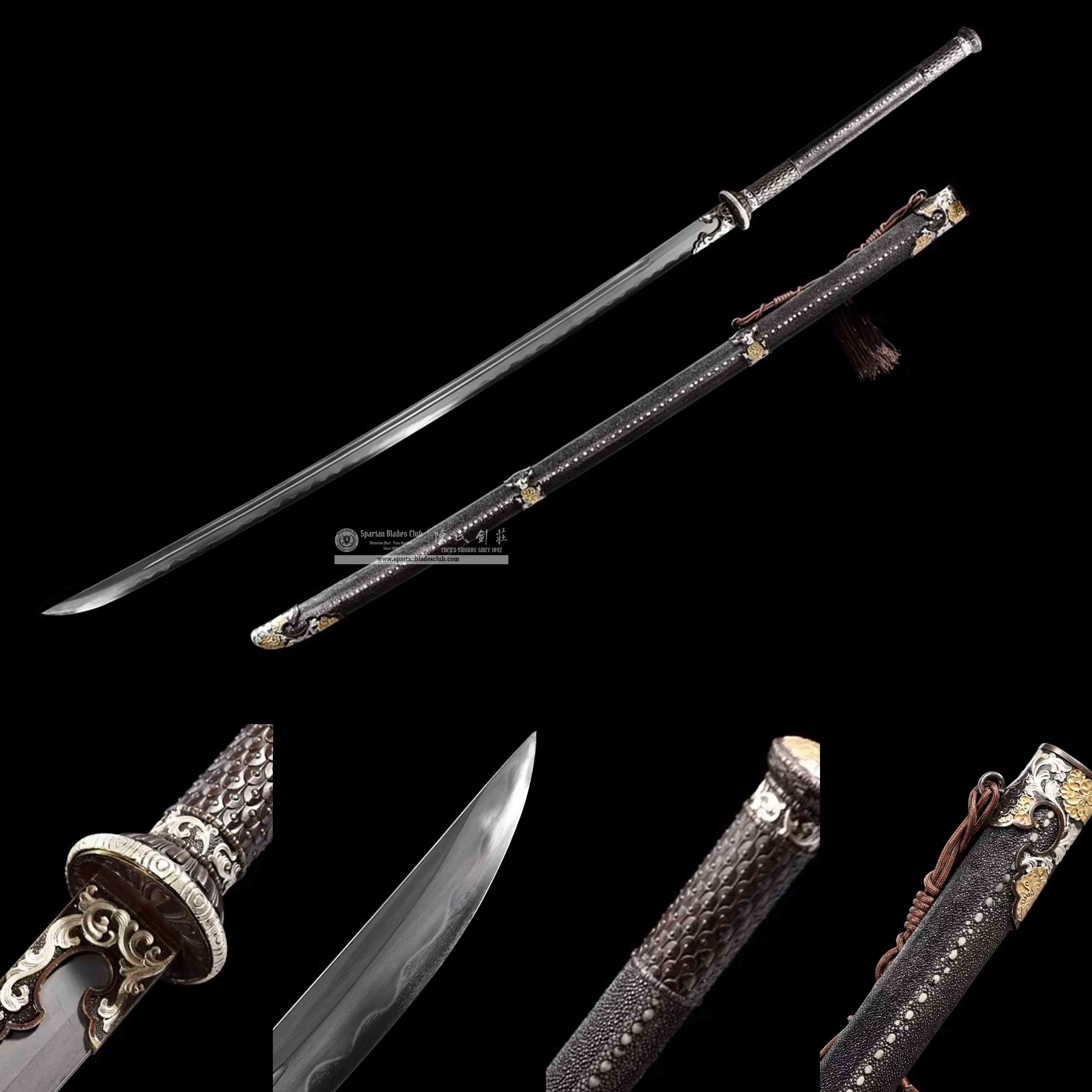 TL14 | Zhuying Miao Dao | Chinese sword (Miao Dao) | Wootz steel | Clay-tempered | Ray-skin | Battle-Ready | Full-tang | Spartan Blades Club | CHEN'S SWORDS 1892 - Spartan Blades Club - 陳氏劍莊1892