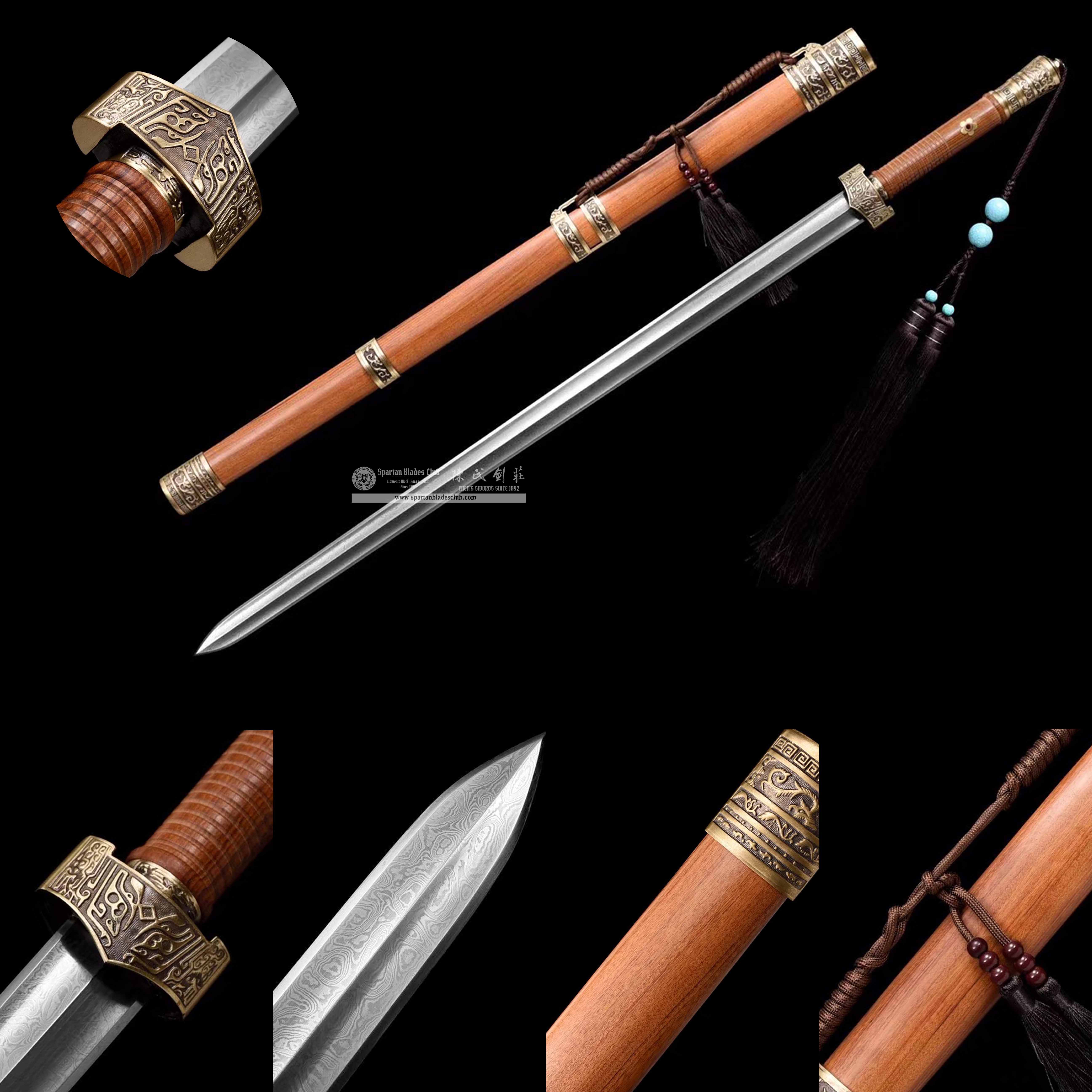 TL15 | Longwen Huangtong Jian | Chinese sword (JIAN) | Damascus steel | twist and stars pattern | Wamian Structured | Loong | Battle-Ready | Full-tang | Spartan Blades Club | CHEN'S SWORDS 1892 - Spartan Blades Club - 陳氏劍莊1892