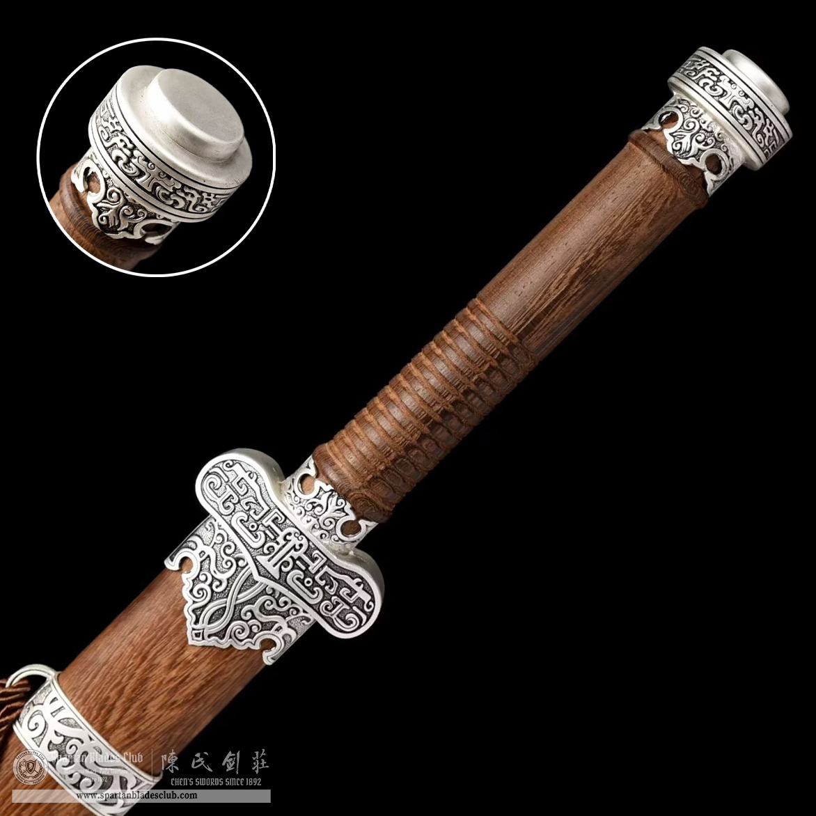 TL13 | Suyin Qing Dao | Chinese sword (Qing Dao) | Damascus steel | Brown | Rosewood | Battle-Ready | Full-tang | Spartan Blades Club | CHEN'S SWORDS 1892 - Spartan Blades Club - 陳氏劍莊1892