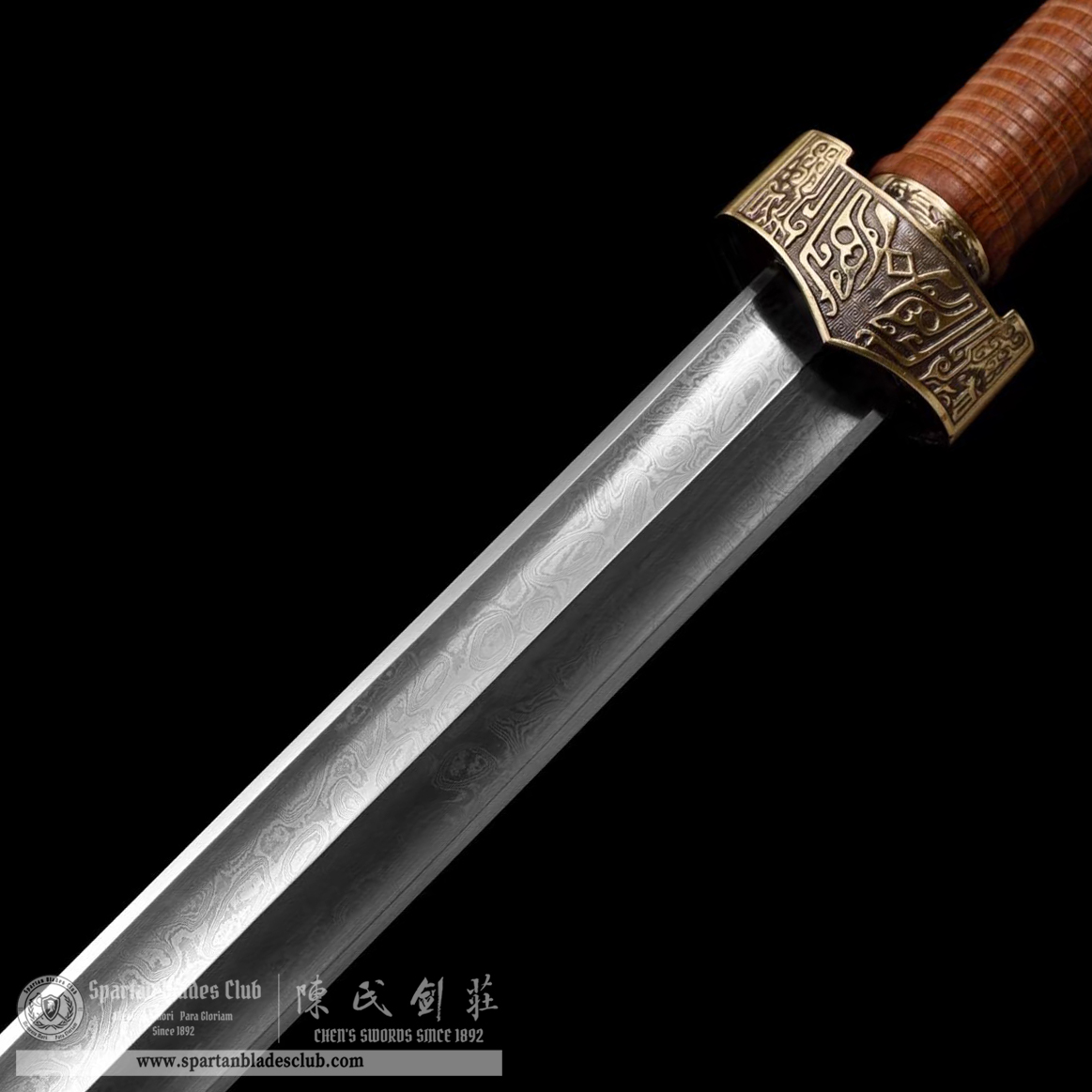 TL15 | Longwen Huangtong Jian | Chinese sword (JIAN) | Damascus steel | twist and stars pattern | Wamian Structured | Loong | Battle-Ready | Full-tang | Spartan Blades Club | CHEN'S SWORDS 1892 - Spartan Blades Club - 陳氏劍莊1892