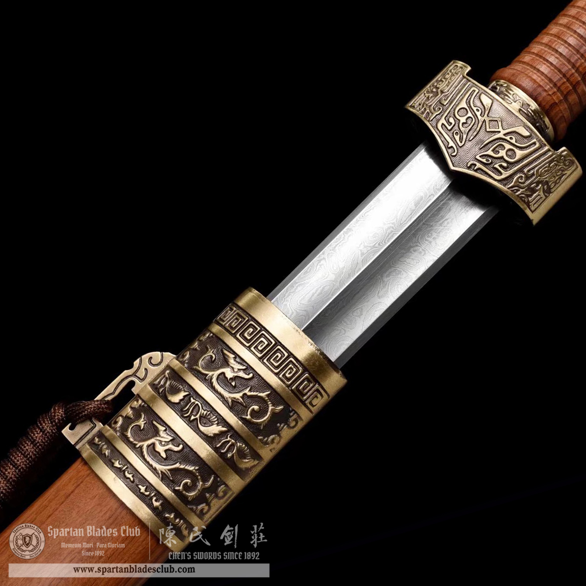 TL15 | Longwen Huangtong Jian | Chinese sword (JIAN) | Damascus steel | twist and stars pattern | Wamian Structured | Loong | Battle-Ready | Full-tang | Spartan Blades Club | CHEN'S SWORDS 1892 - Spartan Blades Club - 陳氏劍莊1892