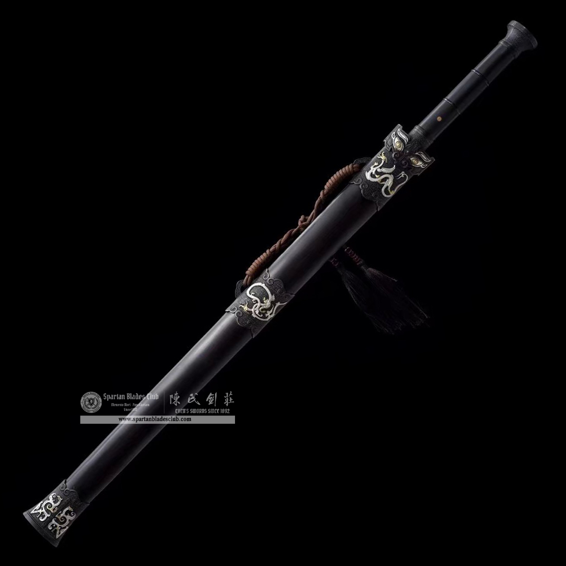 TL18 | Longhu Zhan Jian | Chinese sword (JIAN) | Damascus steel | twist and stars pattern | Wamian Structured | Black | Battle-Ready | Full-tang | Spartan Blades Club | CHEN'S SWORDS 1892 - Spartan Blades Club - 陳氏劍莊1892