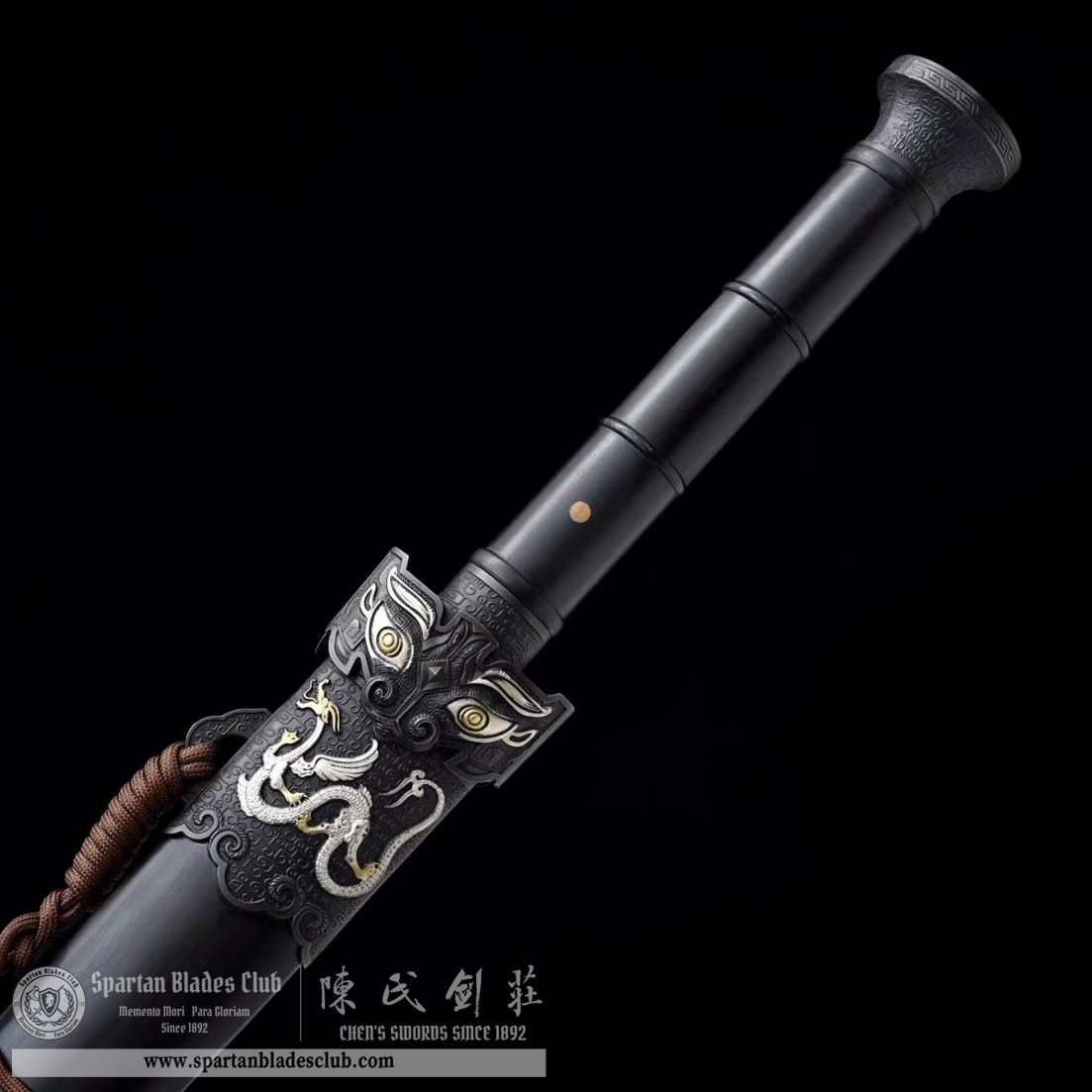 TL18 | Longhu Zhan Jian | Chinese sword (JIAN) | Damascus steel | twist and stars pattern | Wamian Structured | Black | Battle-Ready | Full-tang | Spartan Blades Club | CHEN'S SWORDS 1892 - Spartan Blades Club - 陳氏劍莊1892