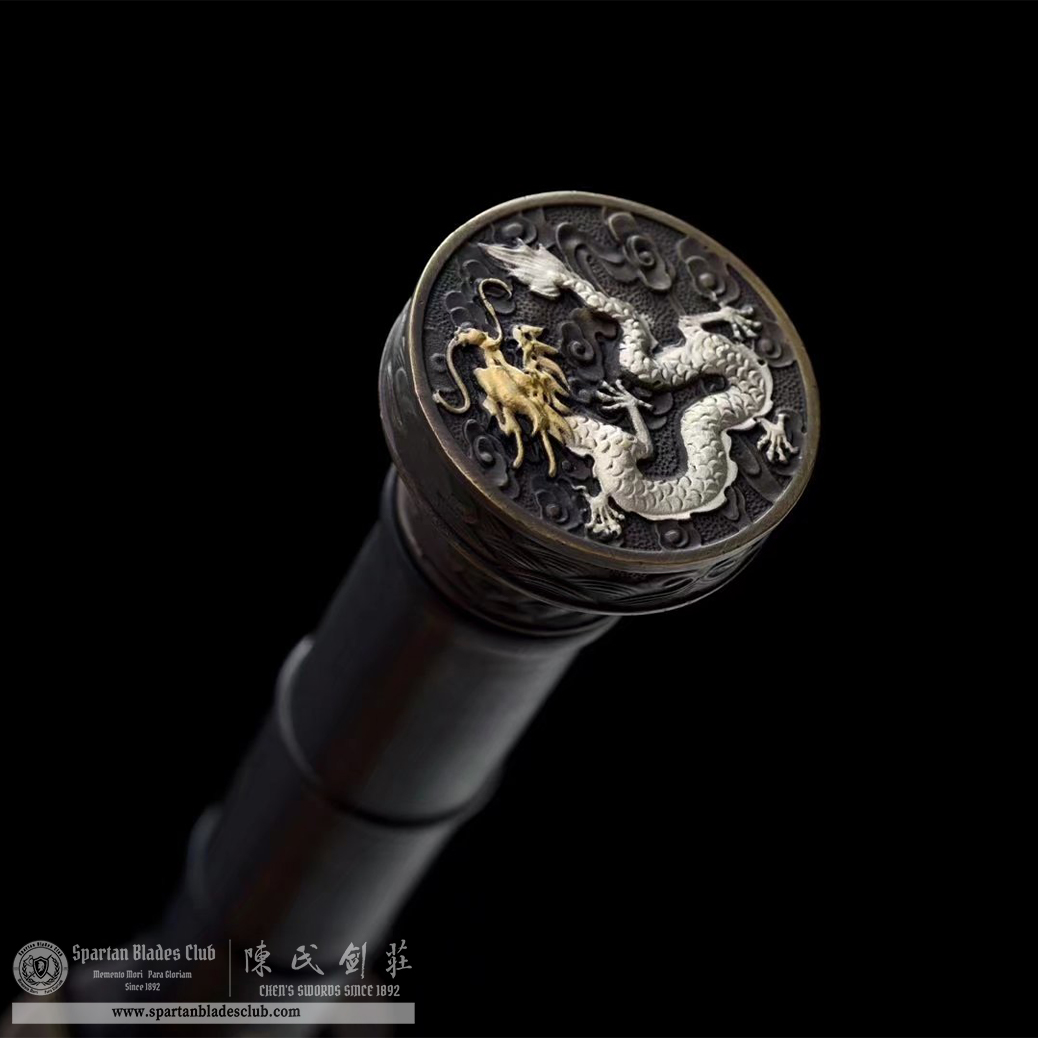 TL19 | Yulong Zhan Jian | Chinese sword (JIAN) | Damascus steel | twist and stars pattern | Wamian Structured | Black | Battle-Ready | Full-tang | Spartan Blades Club | CHEN'S SWORDS 1892 - Spartan Blades Club - 陳氏劍莊1892