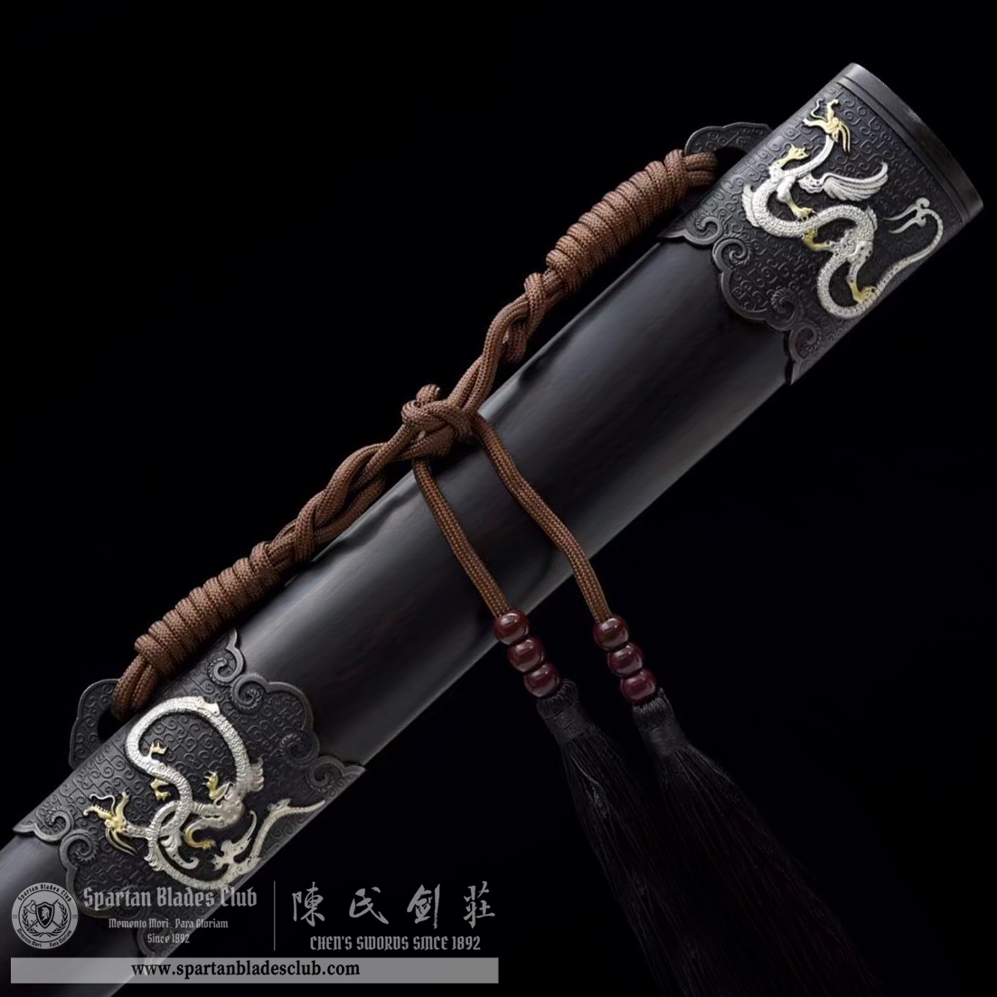 TL18 | Longhu Zhan Jian | Chinese sword (JIAN) | Damascus steel | twist and stars pattern | Wamian Structured | Black | Battle-Ready | Full-tang | Spartan Blades Club | CHEN'S SWORDS 1892 - Spartan Blades Club - 陳氏劍莊1892
