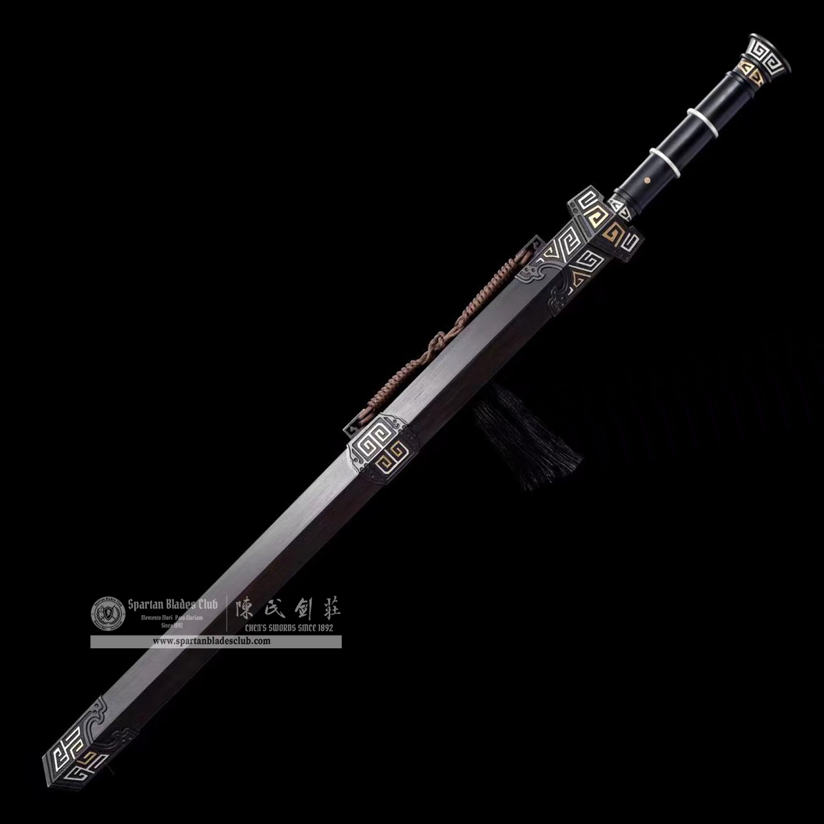 TL17 | Xuantie Zhan Jian | Chinese sword (JIAN) | Damascus steel | twist and stars pattern | Wamian Structured | Black | Battle-Ready | Full-tang | Spartan Blades Club | CHEN'S SWORDS 1892 - Spartan Blades Club - 陳氏劍莊1892