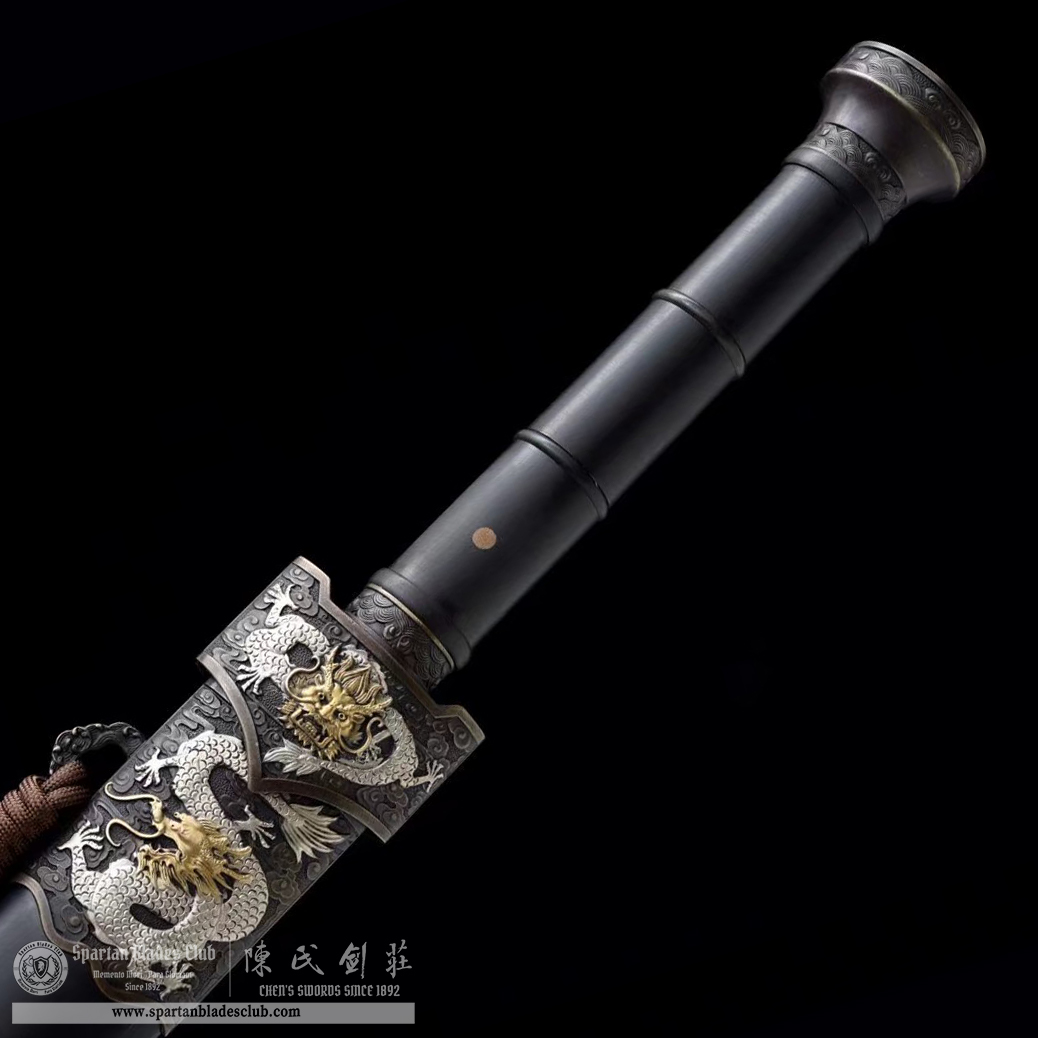 TL19 | Yulong Zhan Jian | Chinese sword (JIAN) | Damascus steel | twist and stars pattern | Wamian Structured | Black | Battle-Ready | Full-tang | Spartan Blades Club | CHEN'S SWORDS 1892 - Spartan Blades Club - 陳氏劍莊1892