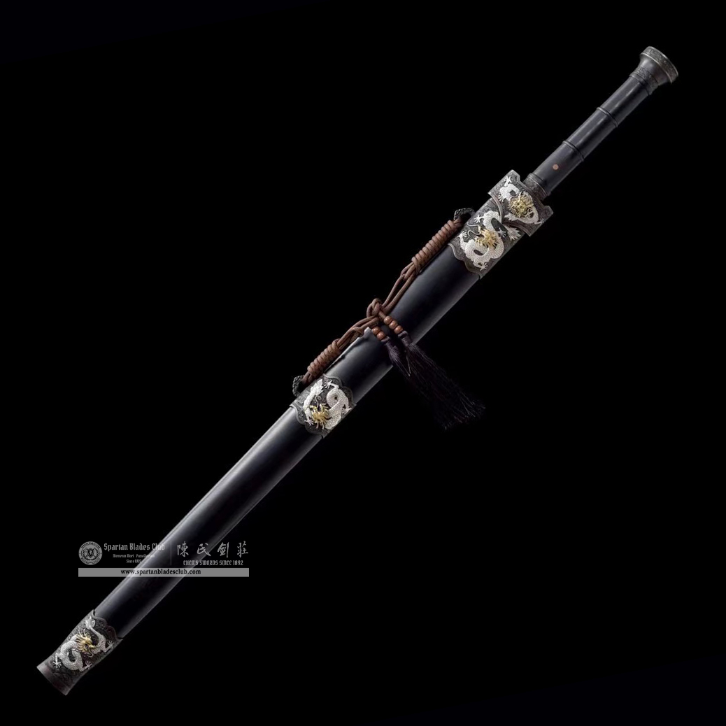 TL19 | Yulong Zhan Jian | Chinese sword (JIAN) | Damascus steel | twist and stars pattern | Wamian Structured | Black | Battle-Ready | Full-tang | Spartan Blades Club | CHEN'S SWORDS 1892 - Spartan Blades Club - 陳氏劍莊1892