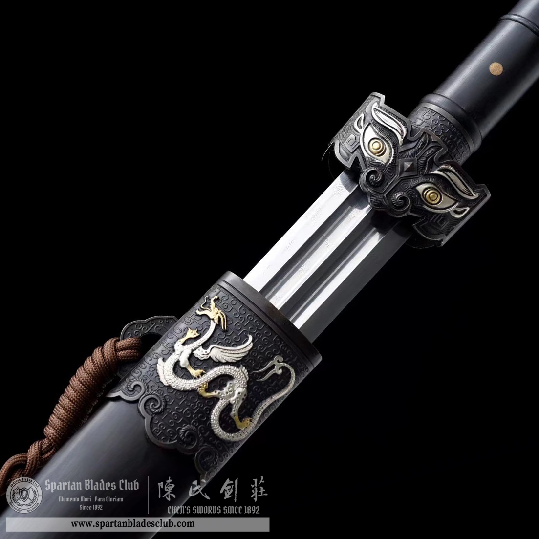 TL18 | Longhu Zhan Jian | Chinese sword (JIAN) | Damascus steel | twist and stars pattern | Wamian Structured | Black | Battle-Ready | Full-tang | Spartan Blades Club | CHEN'S SWORDS 1892 - Spartan Blades Club - 陳氏劍莊1892