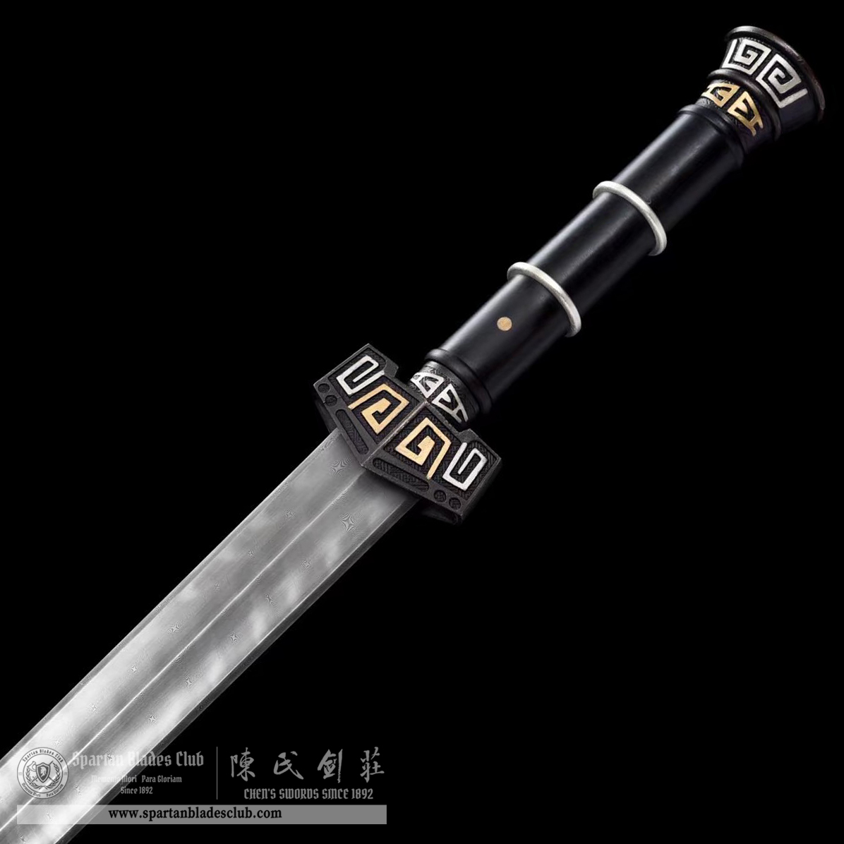 TL17 | Xuantie Zhan Jian | Chinese sword (JIAN) | Damascus steel | twist and stars pattern | Wamian Structured | Black | Battle-Ready | Full-tang | Spartan Blades Club | CHEN'S SWORDS 1892 - Spartan Blades Club - 陳氏劍莊1892