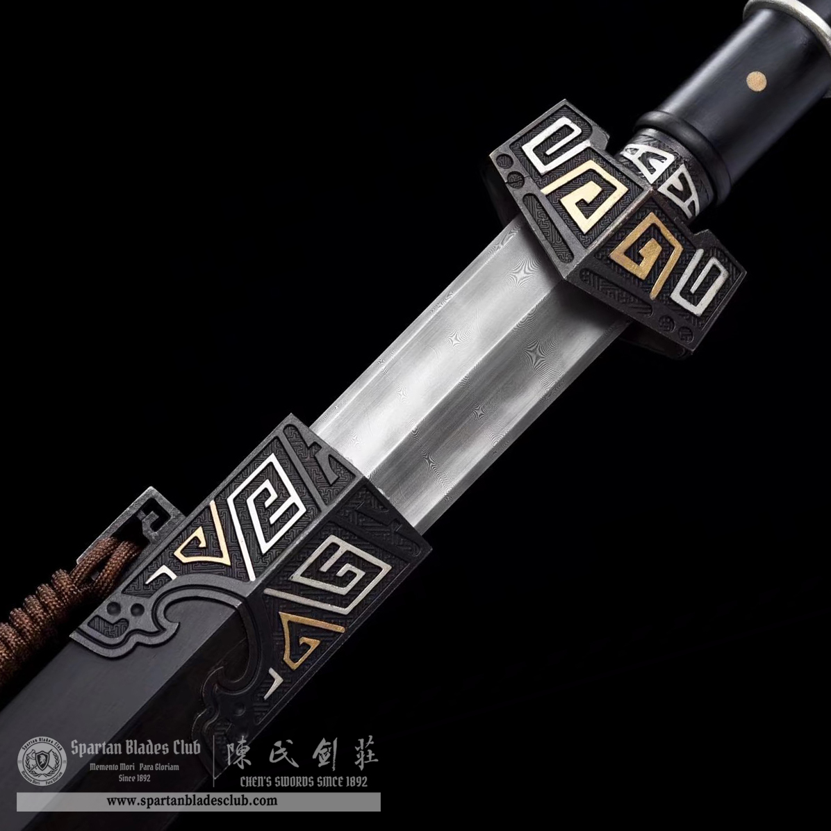 TL17 | Xuantie Zhan Jian | Chinese sword (JIAN) | Damascus steel | twist and stars pattern | Wamian Structured | Black | Battle-Ready | Full-tang | Spartan Blades Club | CHEN'S SWORDS 1892 - Spartan Blades Club - 陳氏劍莊1892
