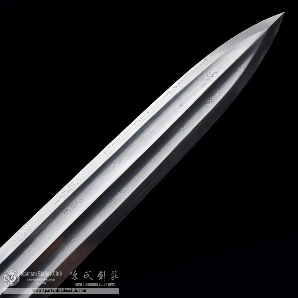 TL19 | Yulong Zhan Jian | Chinese sword (JIAN) | Damascus steel | twist and stars pattern | Wamian Structured | Black | Battle-Ready | Full-tang | Spartan Blades Club | CHEN'S SWORDS 1892 - Spartan Blades Club - 陳氏劍莊1892