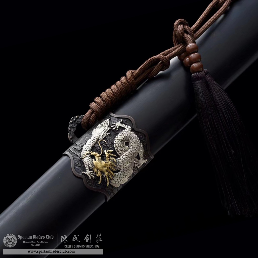 TL19 | Yulong Zhan Jian | Chinese sword (JIAN) | Damascus steel | twist and stars pattern | Wamian Structured | Black | Battle-Ready | Full-tang | Spartan Blades Club | CHEN'S SWORDS 1892 - Spartan Blades Club - 陳氏劍莊1892